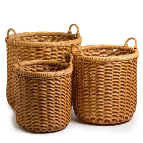 Round Wicker Storage Basket from The Basket Lady in Toasted Oat