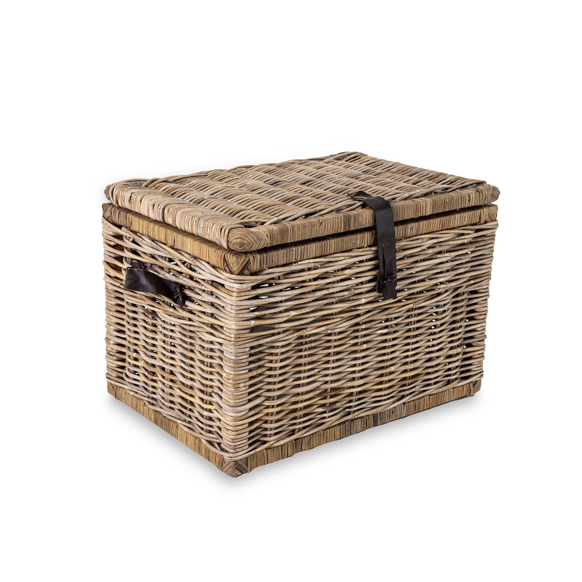 Deep Kubu Wicker Storage Trunk in Serene Grey, size L | The Basket Lady
