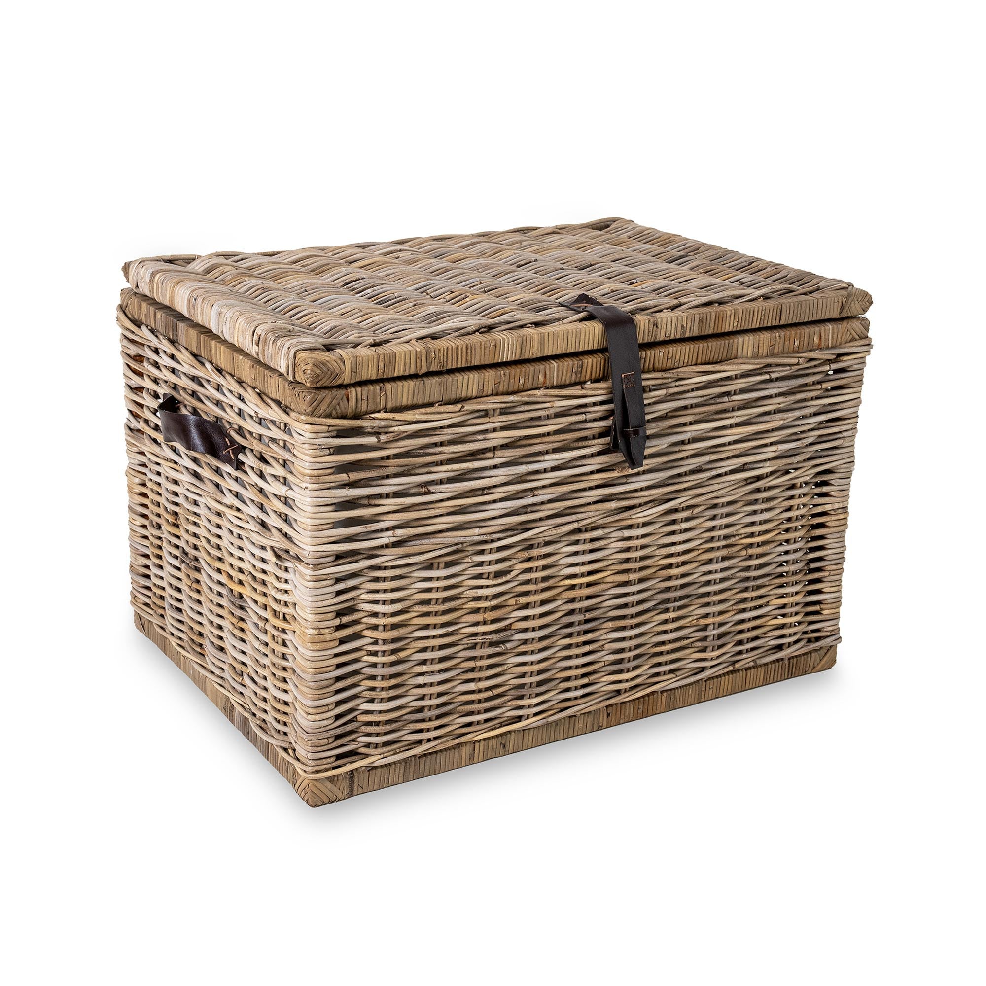 Deep Kubu Wicker Storage Trunk in Serene Grey, size XL | The Basket Lady