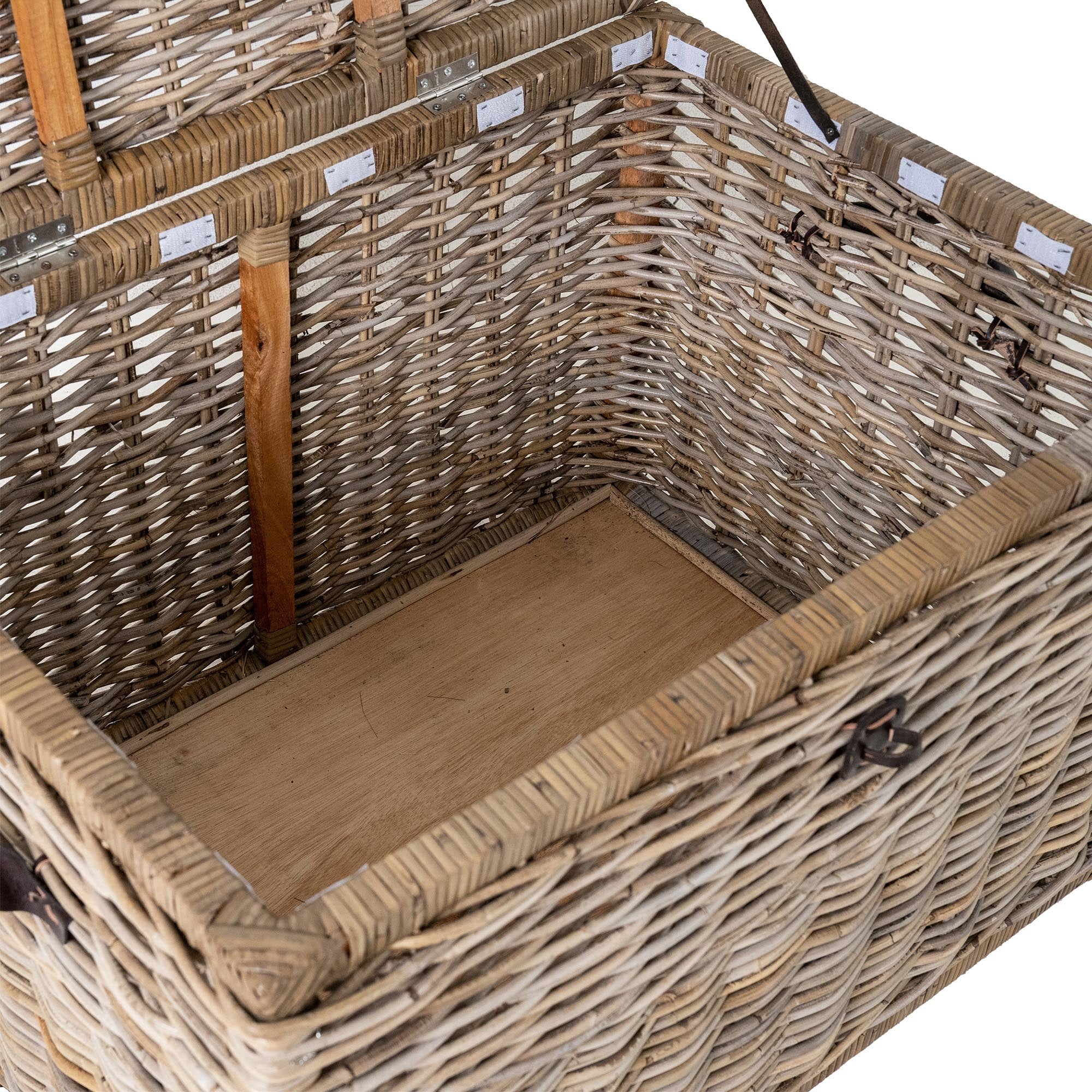 Deep Kubu Wicker Storage Trunk in Serene Grey, constructed with wood frame and fabric liner attached with velcro | The Basket Lady