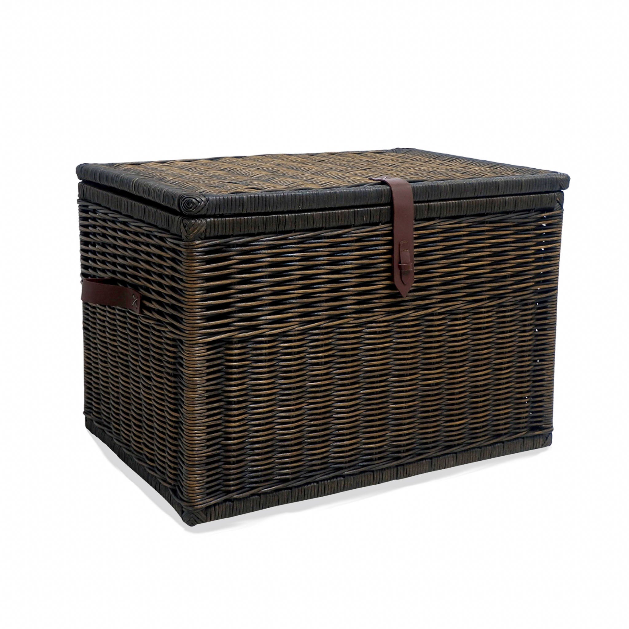 Deep Wicker Storage Trunk Storage > Trunks The Basket Lady Antique Walnut Brown Size XL