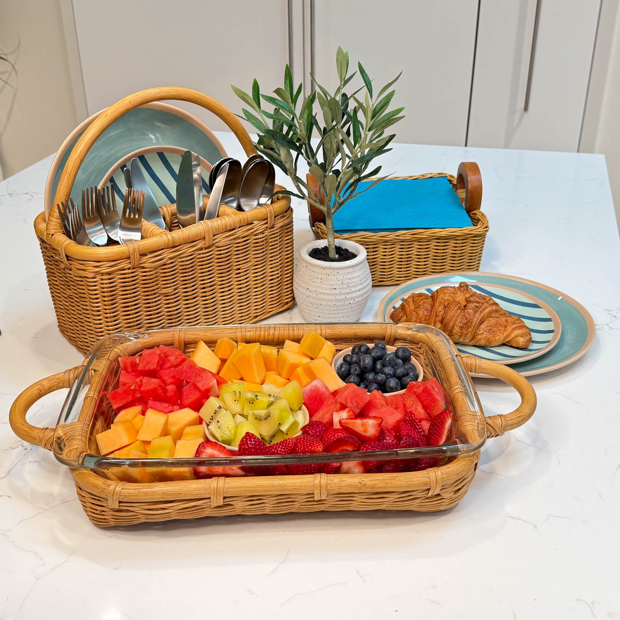 Wicker Serving Basket Collection in Sandstone, perfect for your next party or family meal