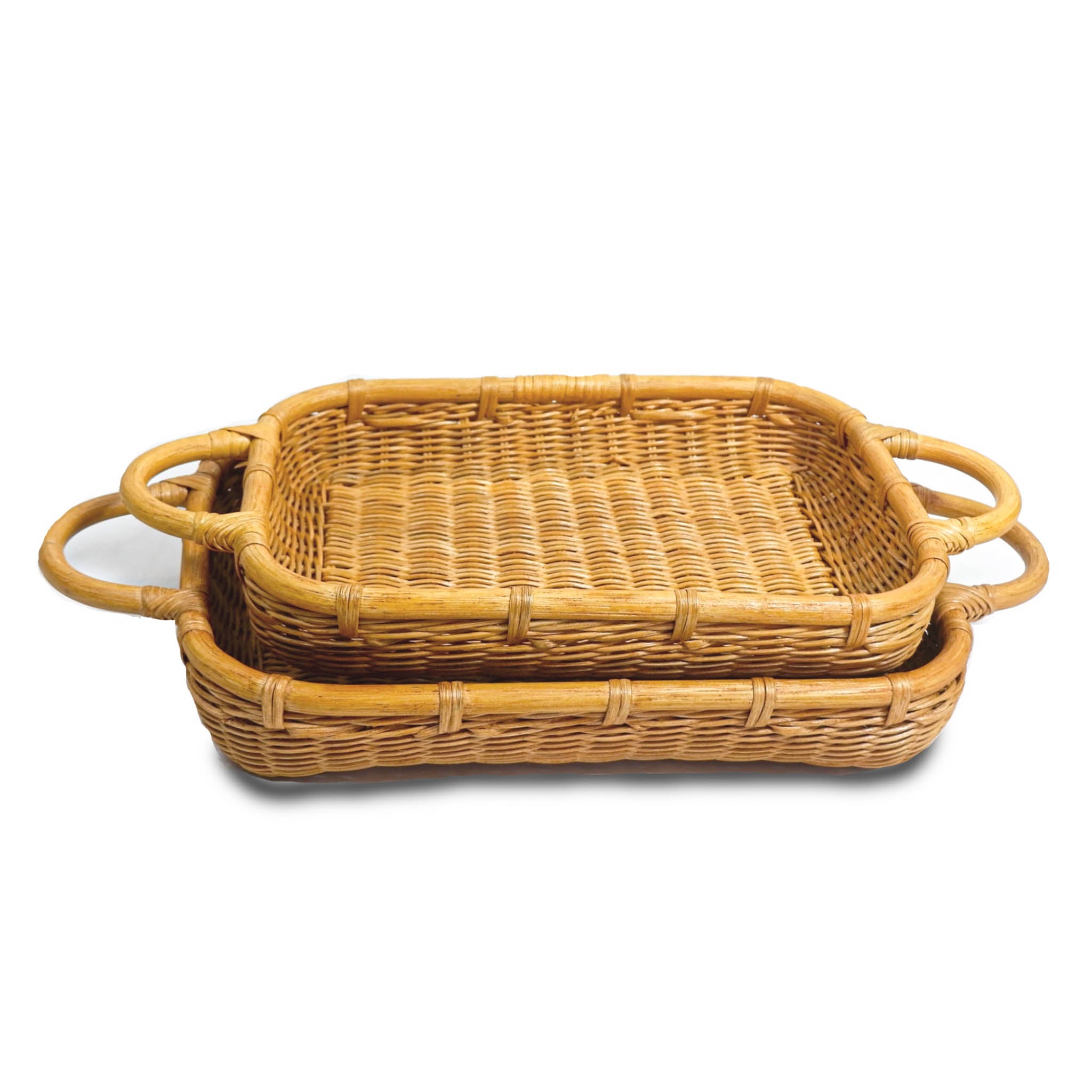 Wicker Casserole Basket in Sandstone, two sizes shown (4qt & 3 qt)