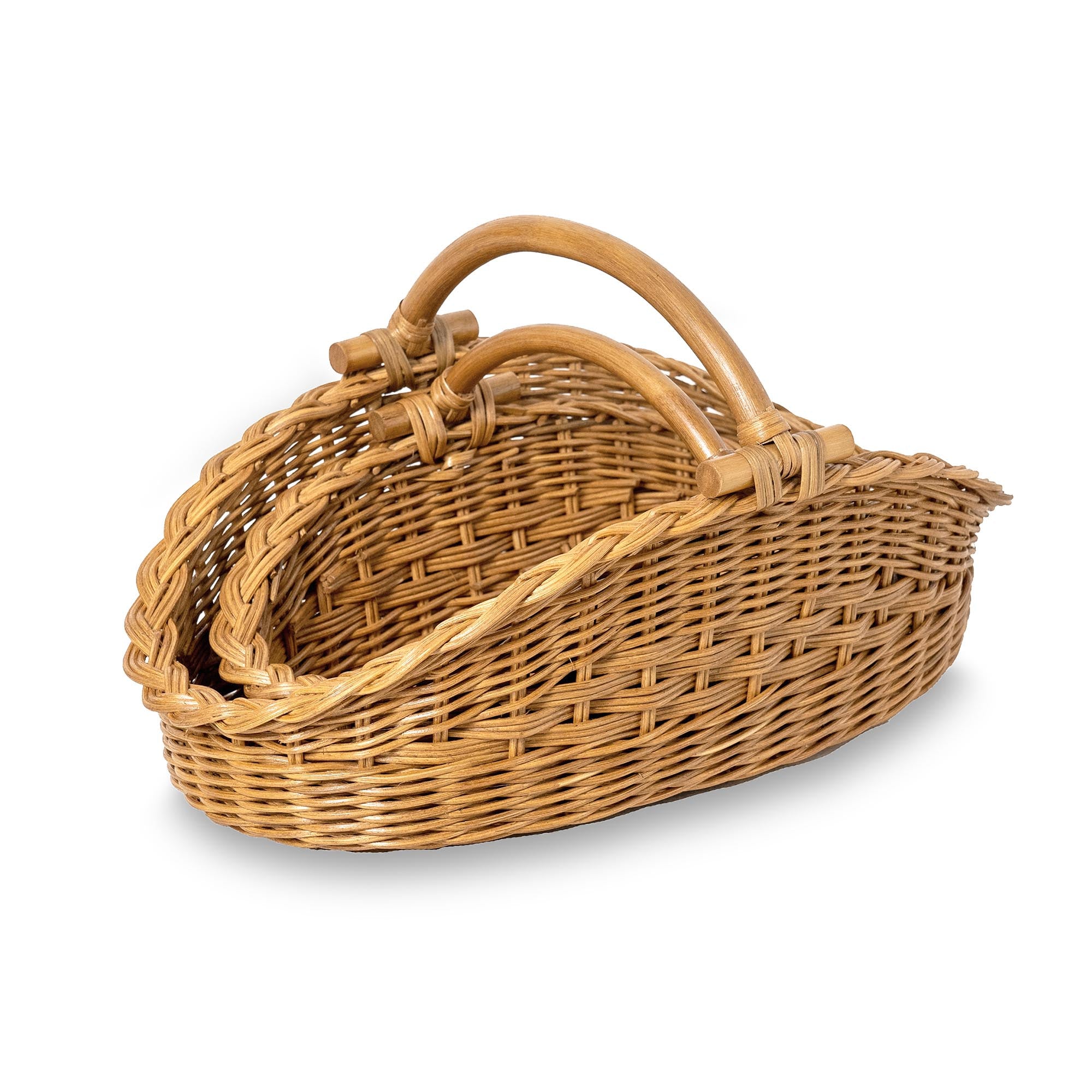 Wicker Gathering Basket in Sandstone, size L & S, nested | The Basket Lady