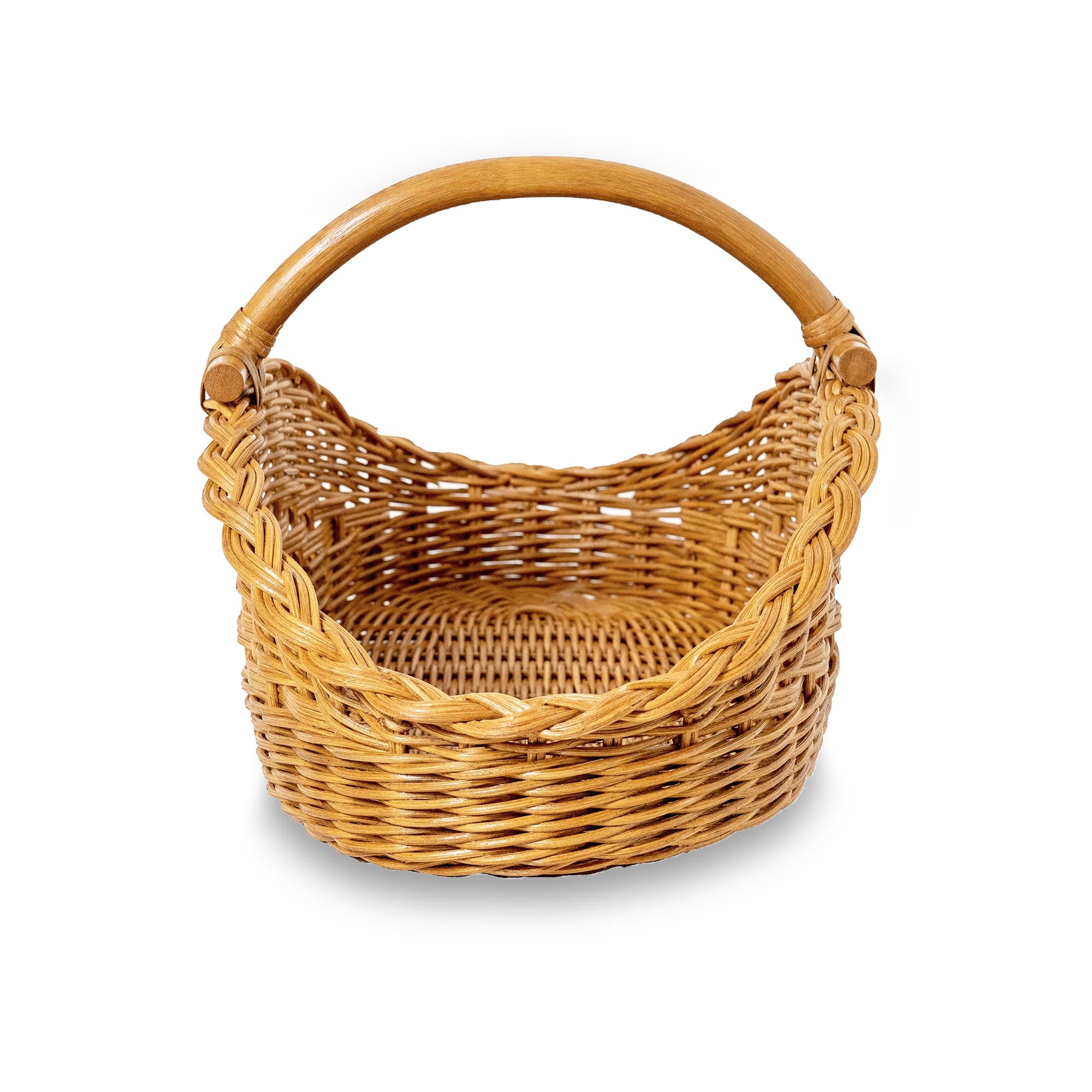 Wicker Gathering Basket in Sandstone, size L, side view | The Basket Lady