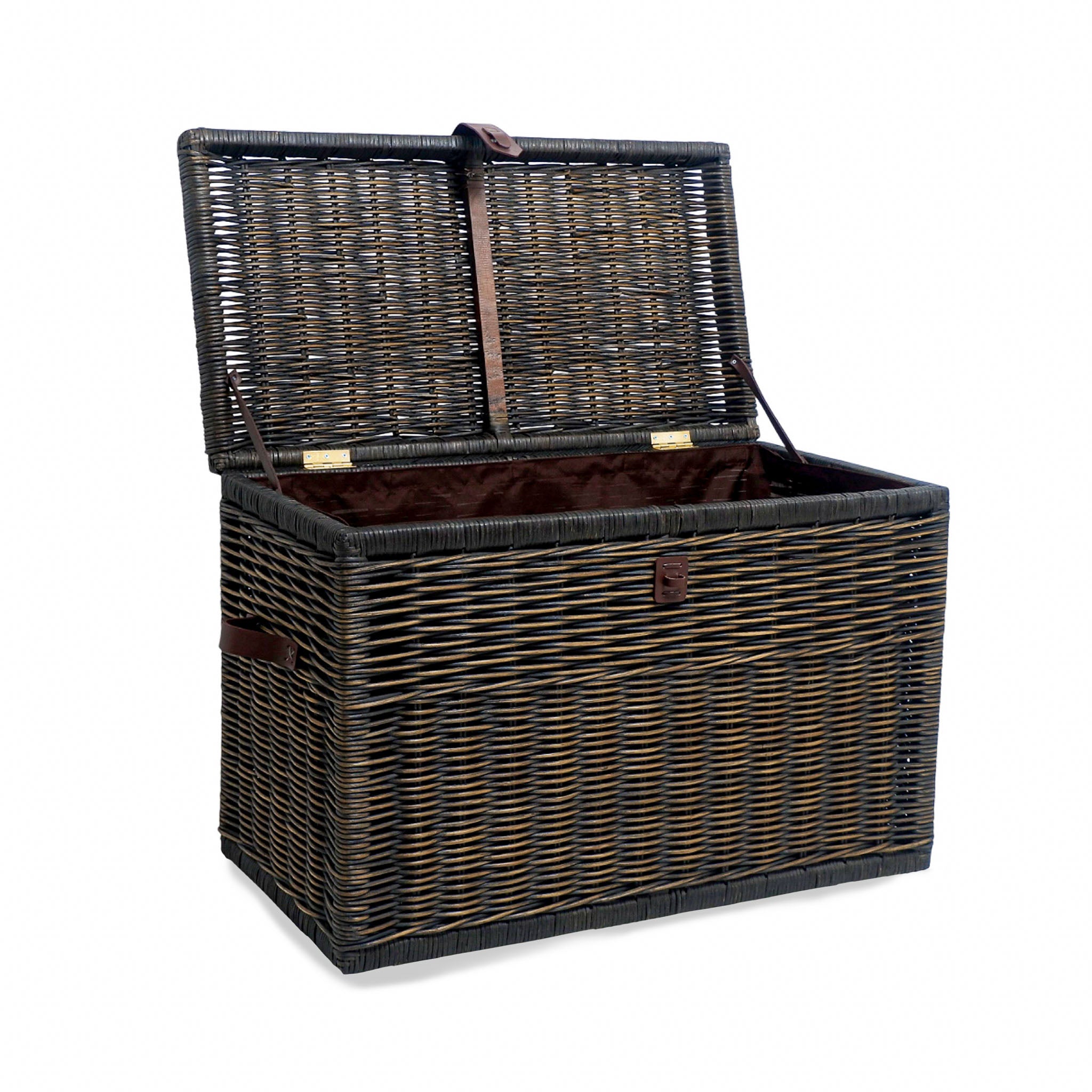 #color_antique walnut brown - The Basket Lady Wicker Storage Trunk