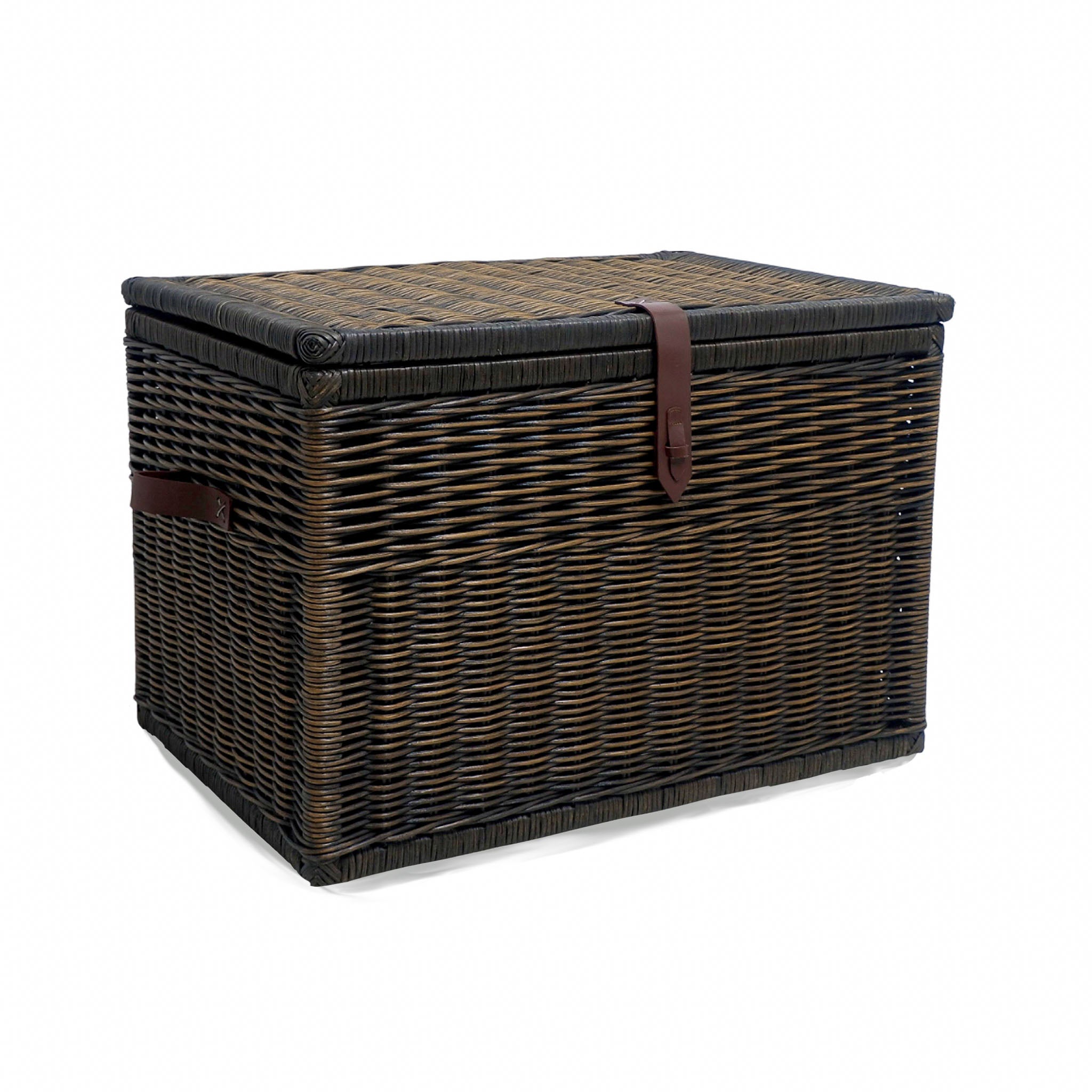 #color_antique walnut brown - The Basket Lady Wicker Storage Trunk