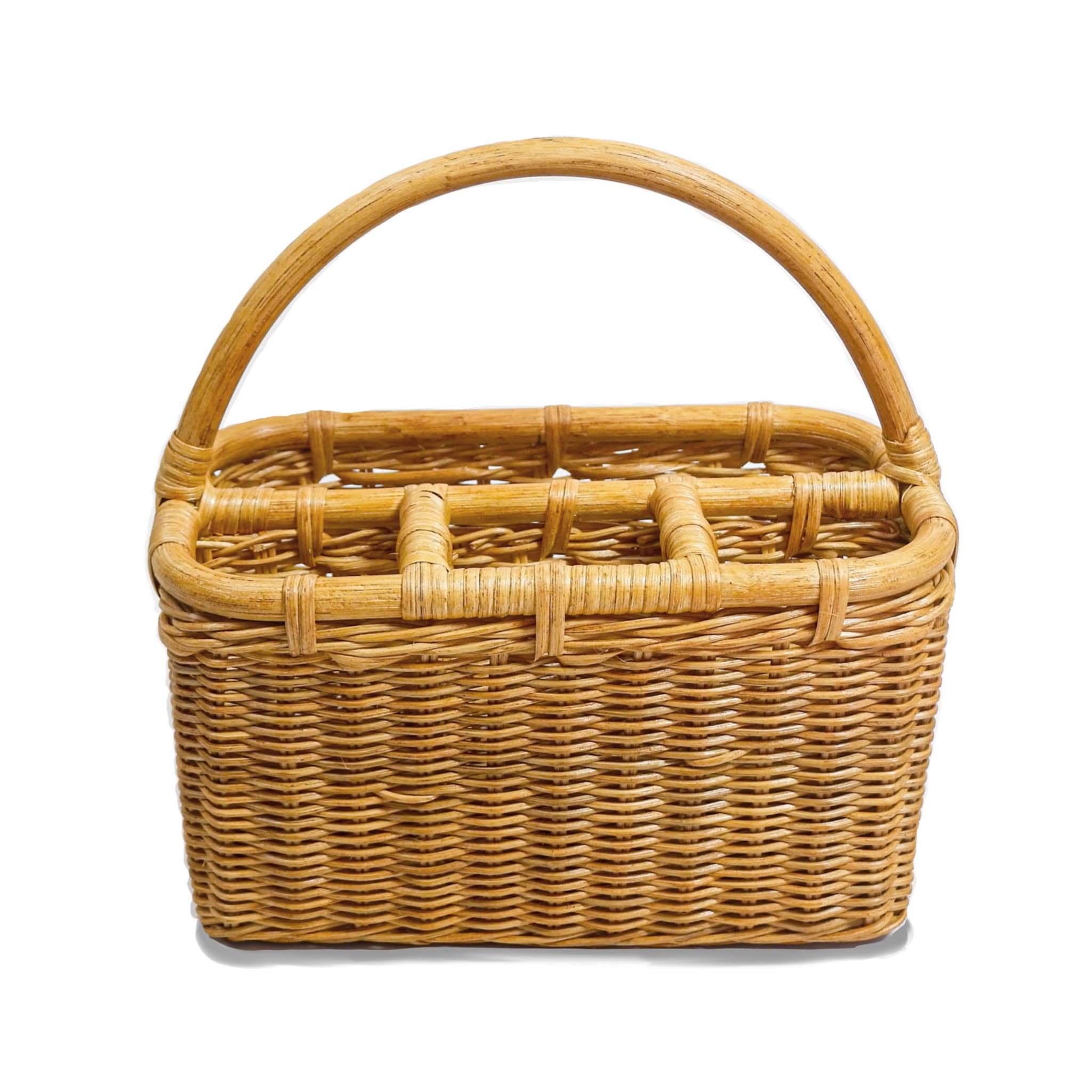 Wicker Utensil Caddy in Sandstone, front view