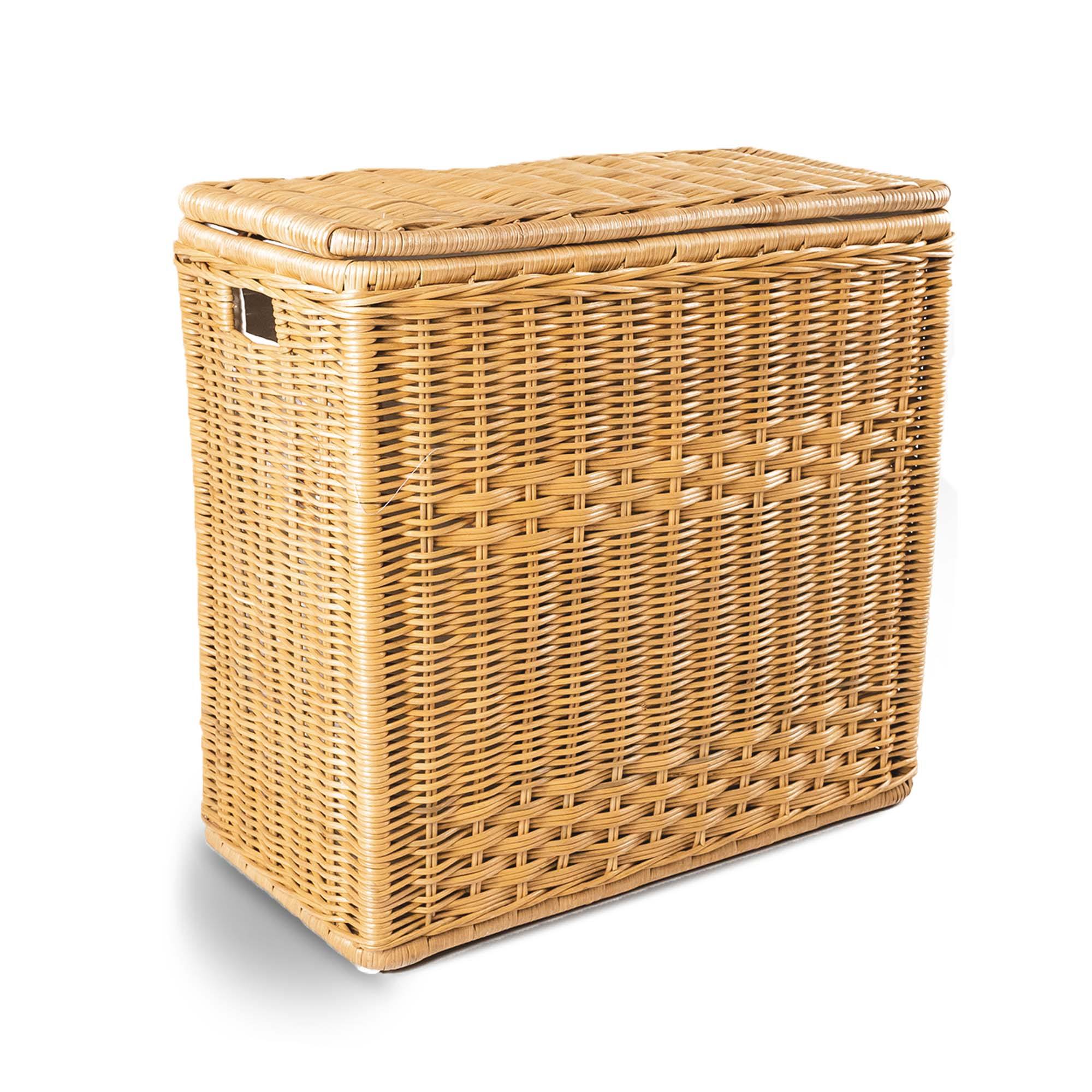 3-Compartment Wicker Laundry Hamper in Sandstone | The Basket Lady
