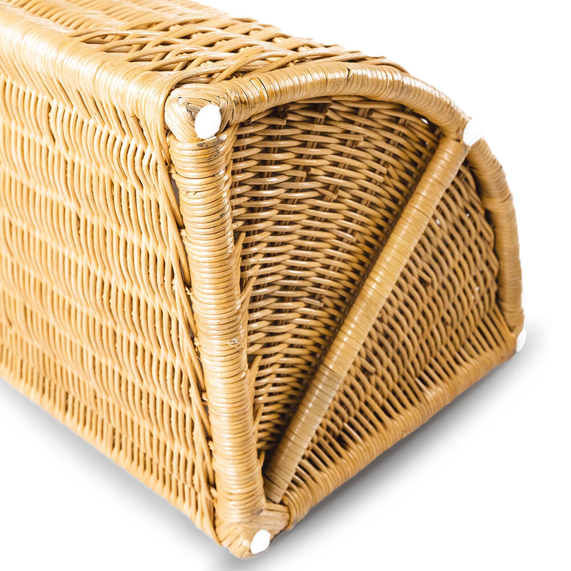 Corner Wicker Laundry Hamper in Sandstone, bottom detail | The Basket Lady