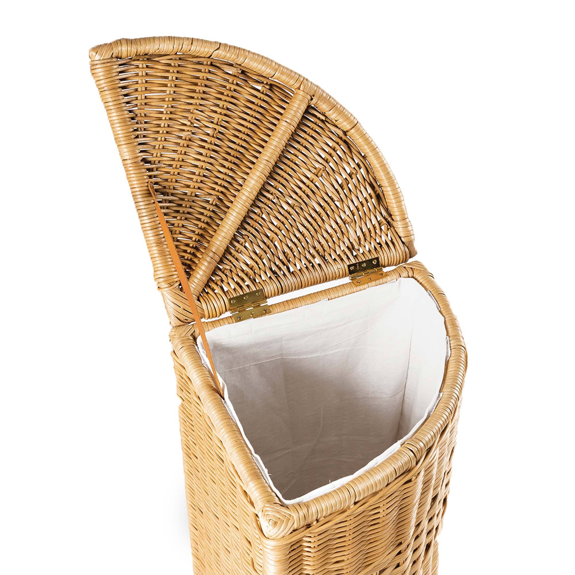 Corner Wicker Laundry Hamper in Sandstone, top view | The Basket Lady