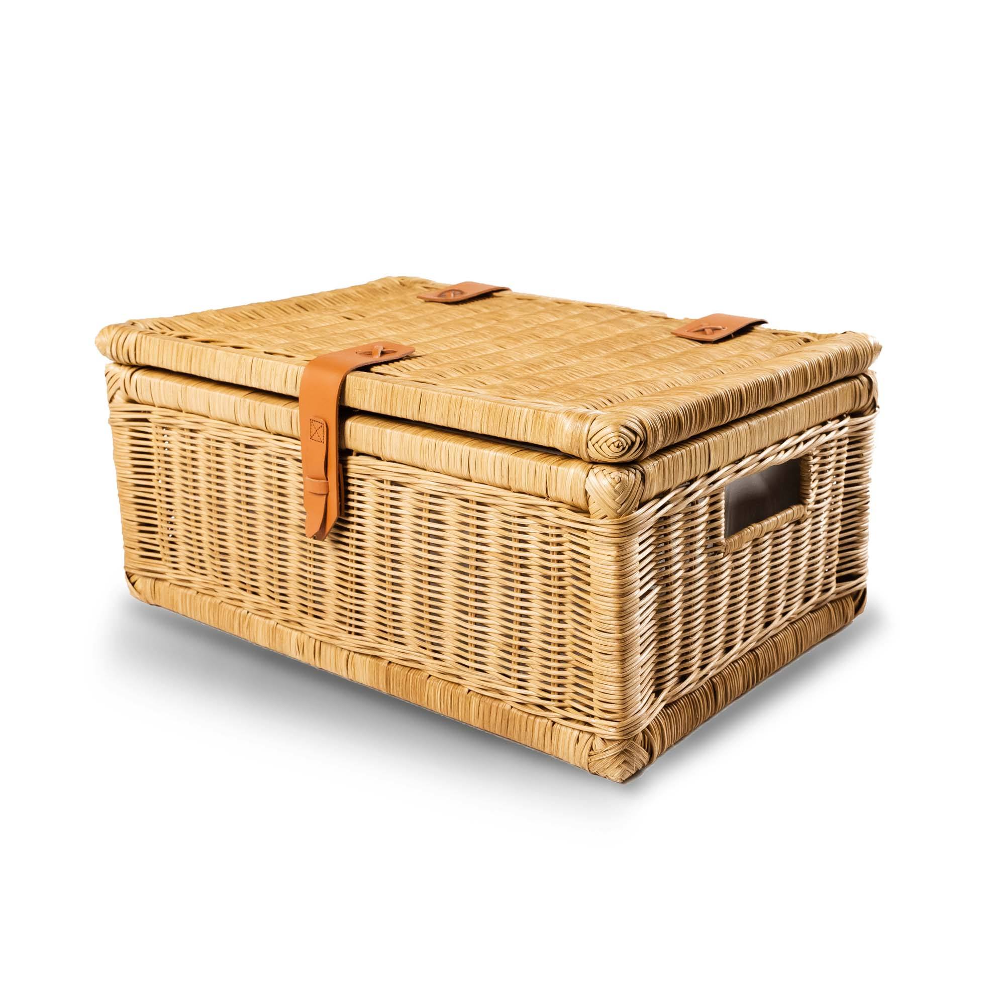 Covered wicker storage baskets discount