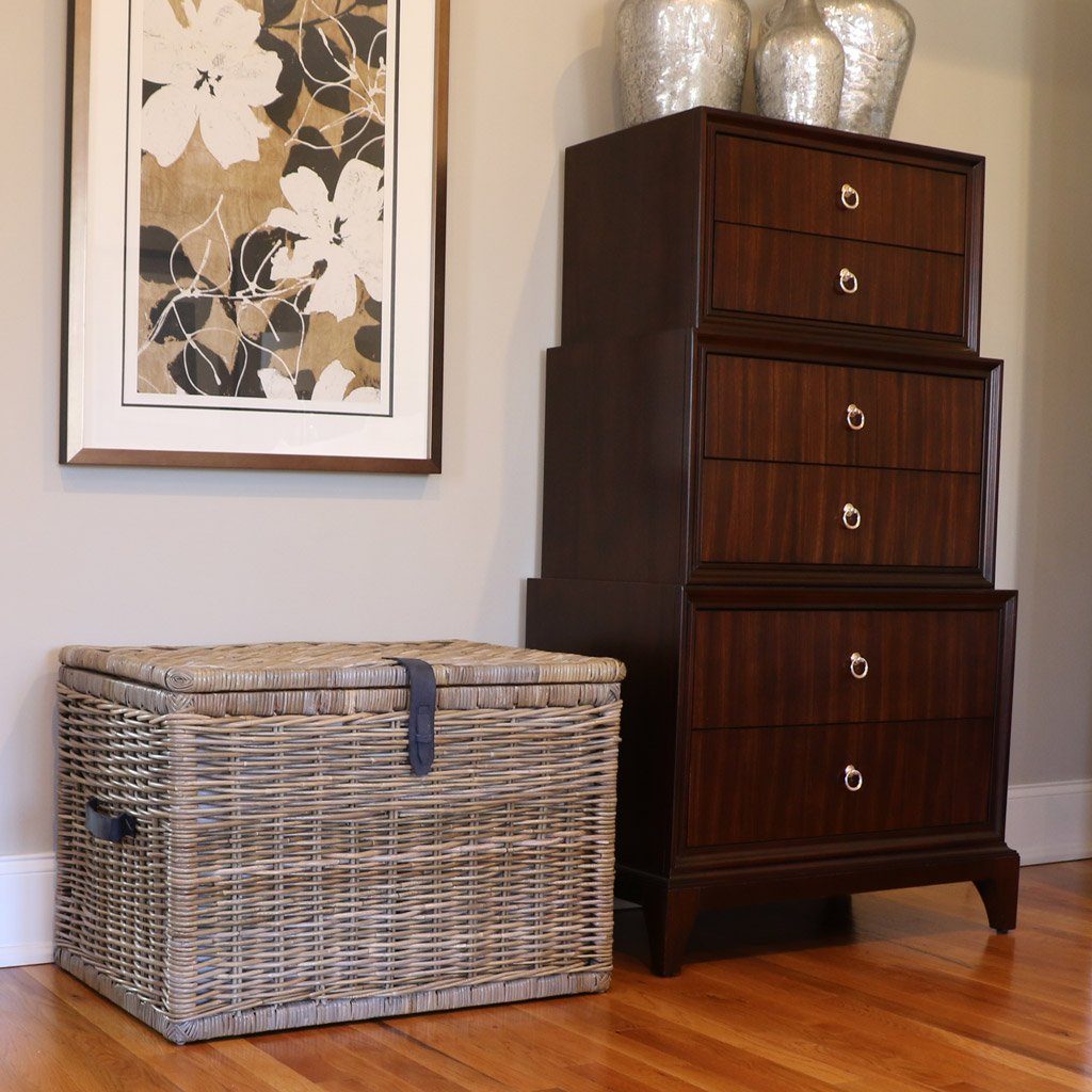 Deep Kubu Wicker Storage Trunk, XL in Serene Grey | Blanket and Linen Storage | The Basket Lady