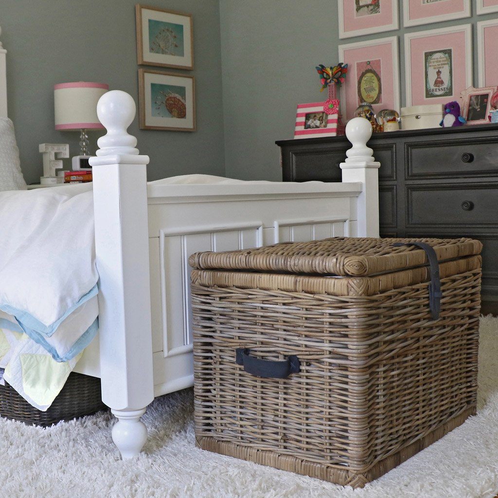 Deep Kubu Wicker Storage Trunk, XL in Serene Grey | Bedroom Storage Trunk | The Basket Lady