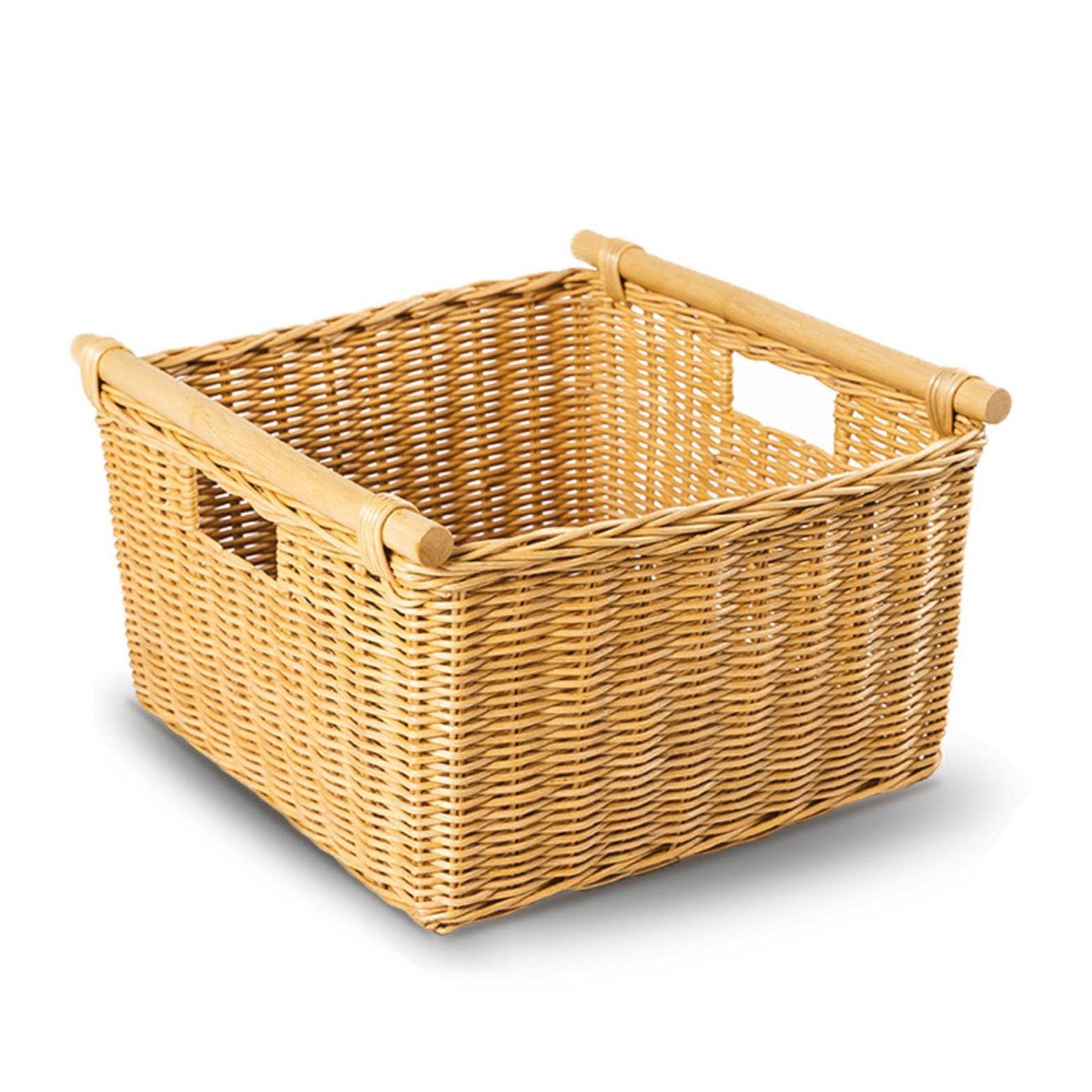 Deep Pole Handle Wicker Storage Basket, XL in Sandstone | The Basket Lady