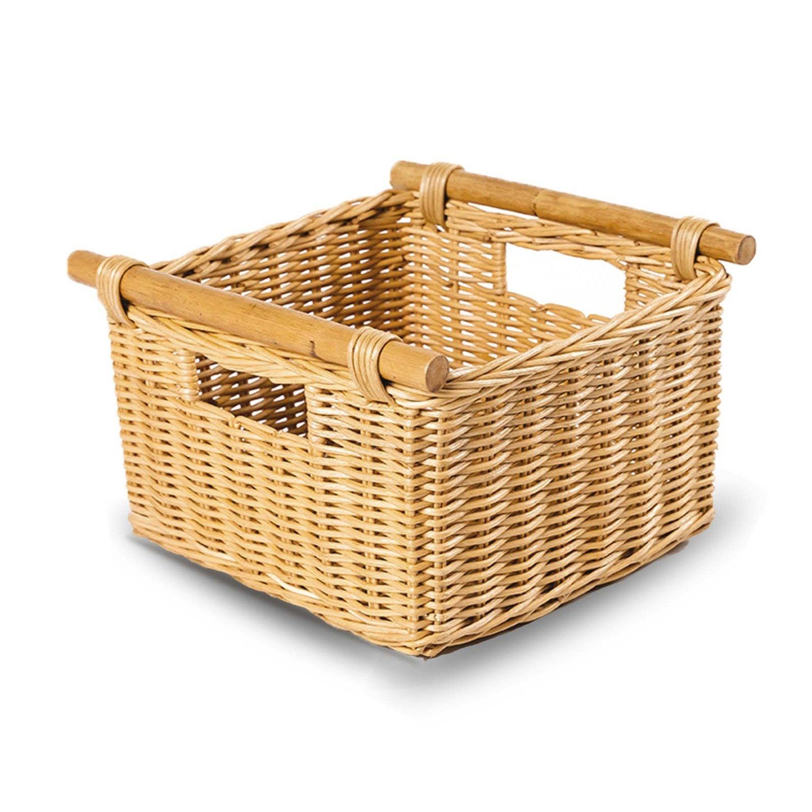 Deep Pole Handle Wicker Storage Basket, S in Sandstone | The Basket Lady