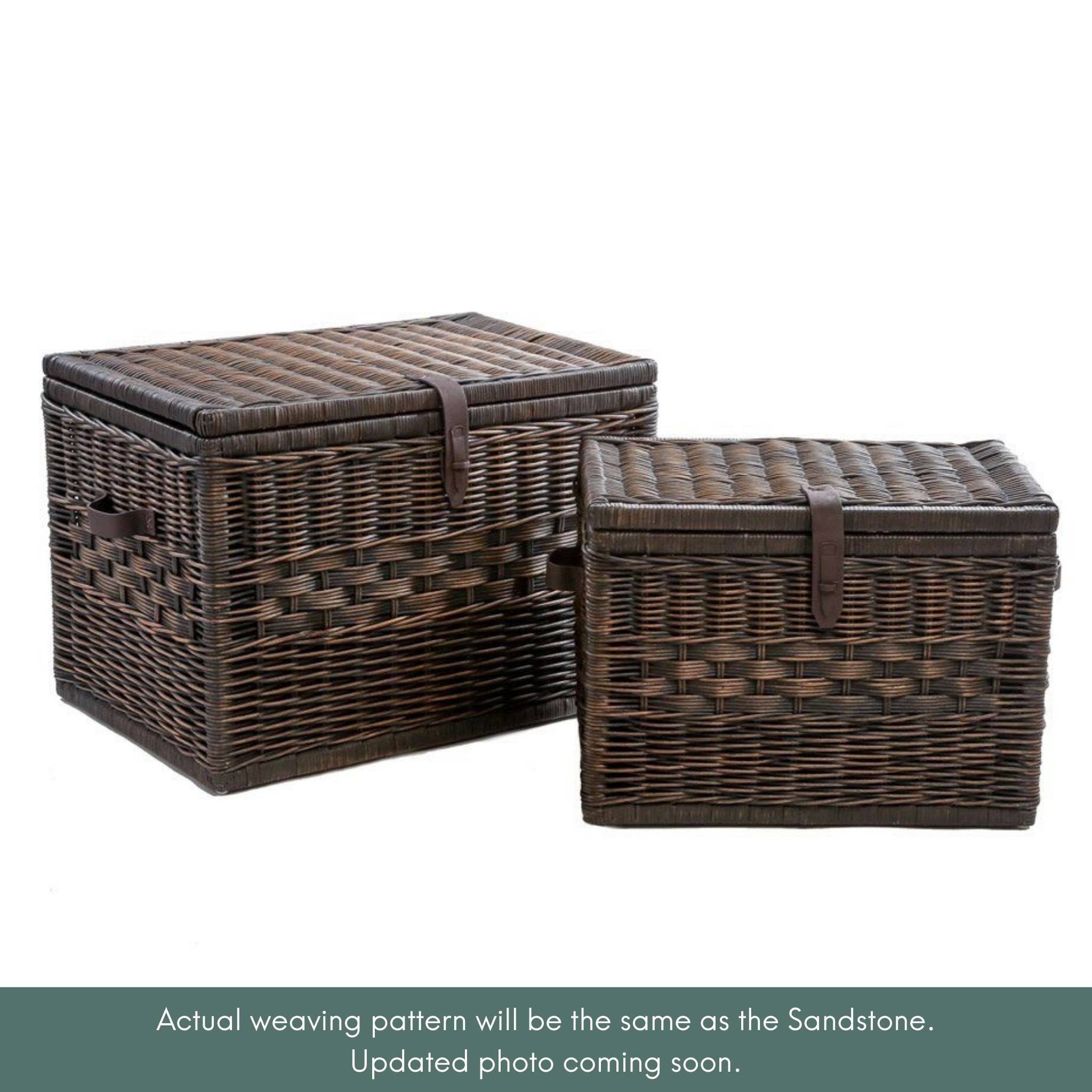Deep Wicker Storage Trunk Storage > Trunks The Basket Lady Antique Walnut Brown Nested set of 2