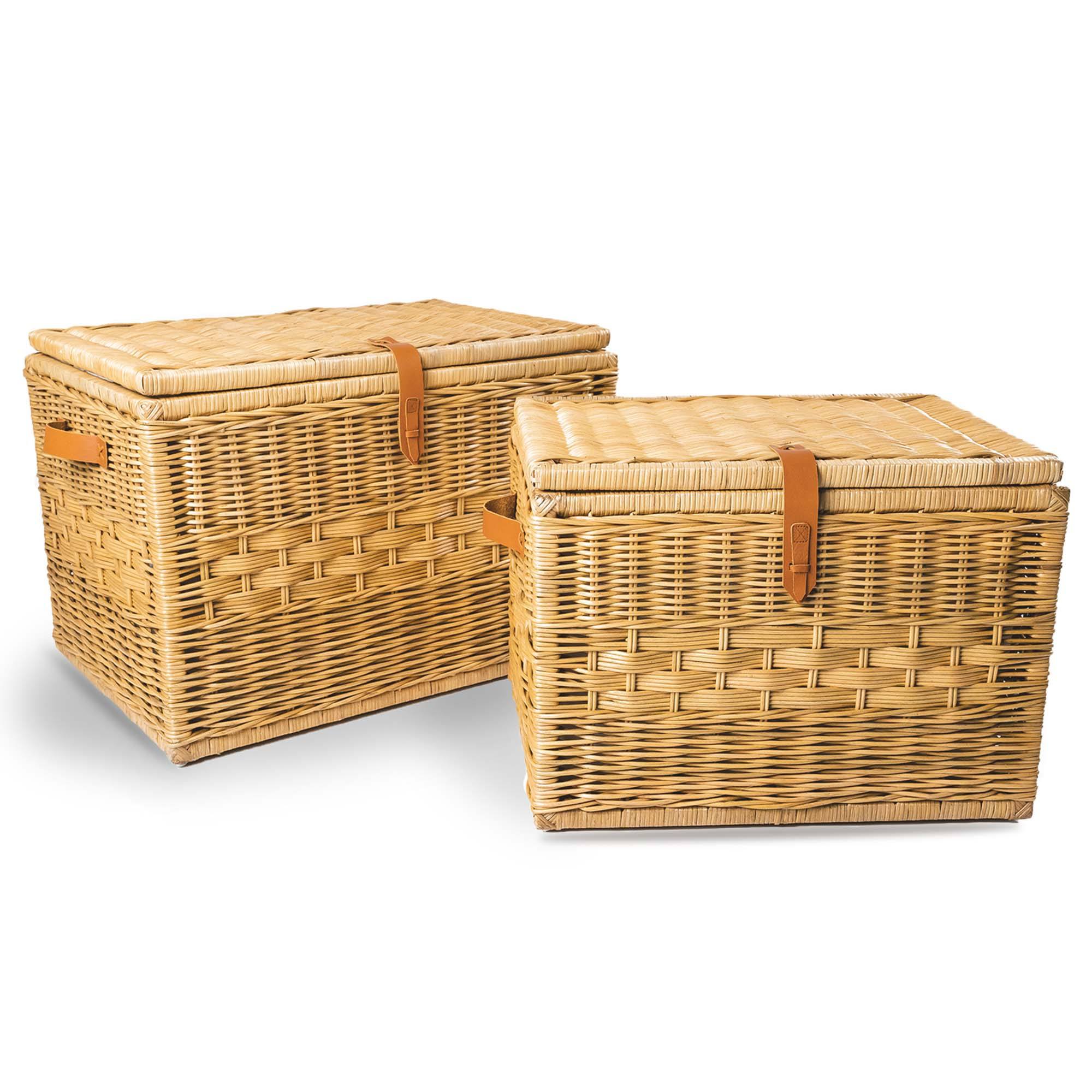 Covered Wicker Storage Basket - Sandstone / Nested Set of 2