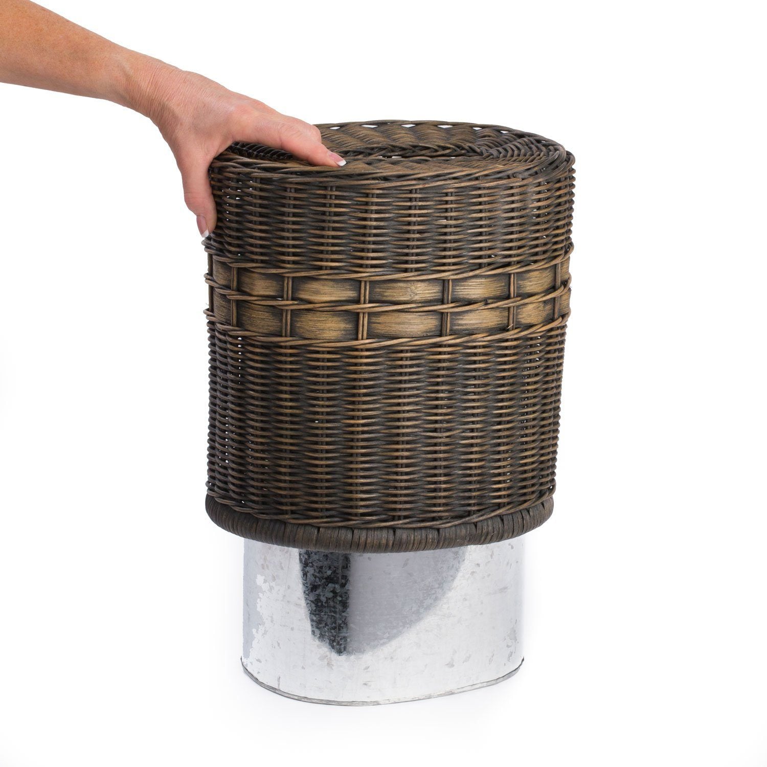 Drop-in Oval Wicker Waste Basket slides over metal liner | The Basket Lady