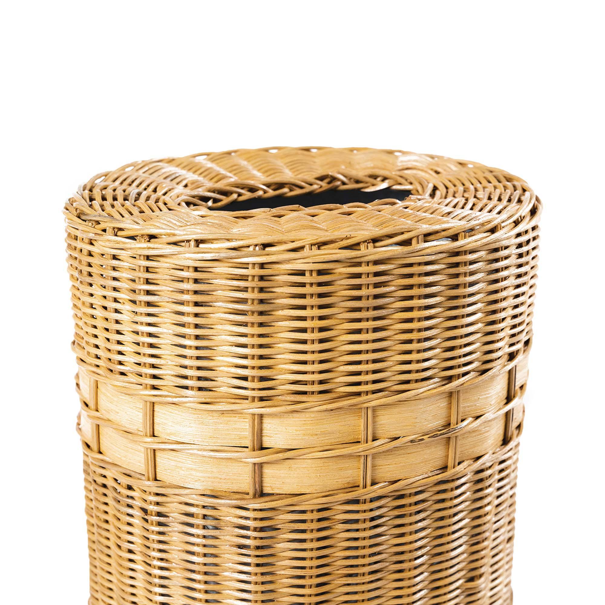 Drop-in Oval Wicker Waste Basket in Sandstone, close-up view | The Basket Lady