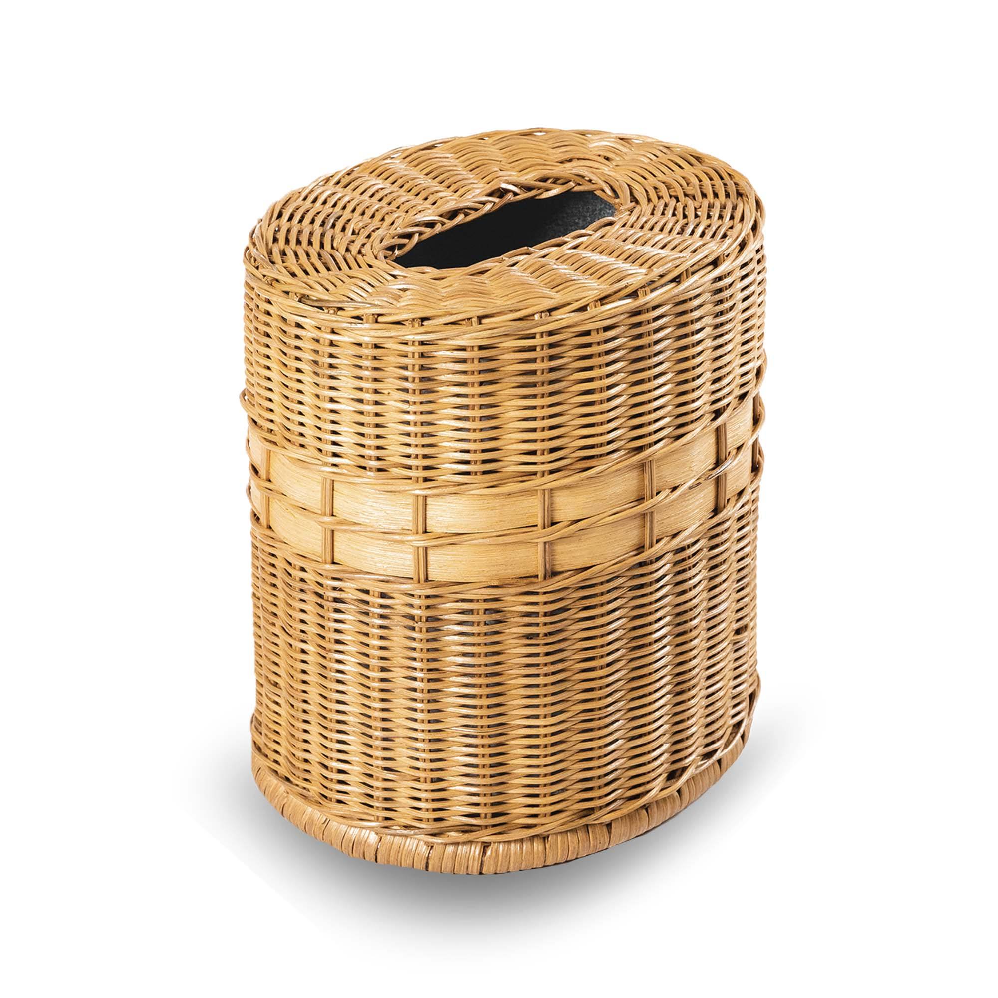 Drop-in Oval Wicker Waste Basket in Sandstone | The Basket Lady