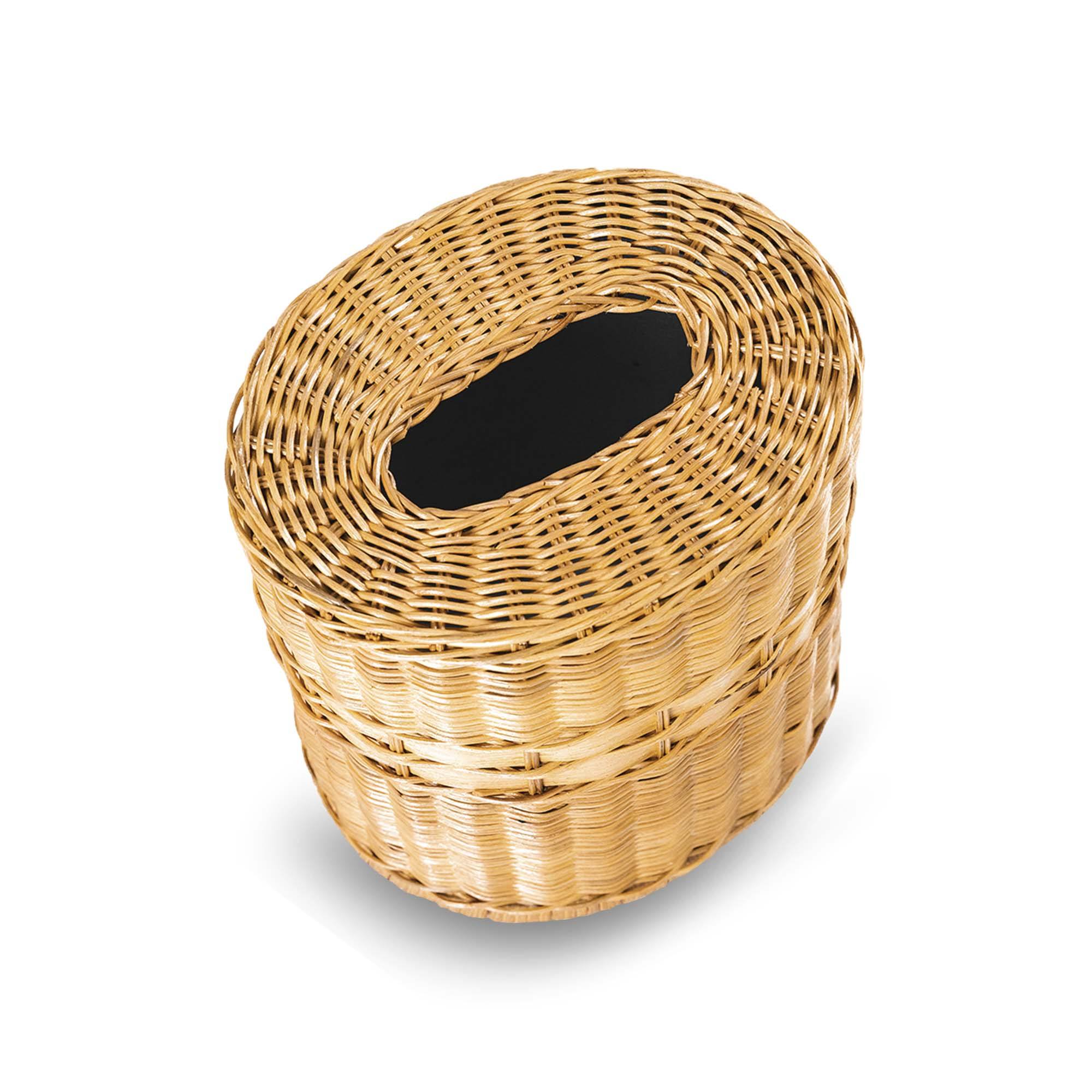 Drop-in Oval Wicker Waste Basket in Sandstone, top view | The Basket Lady