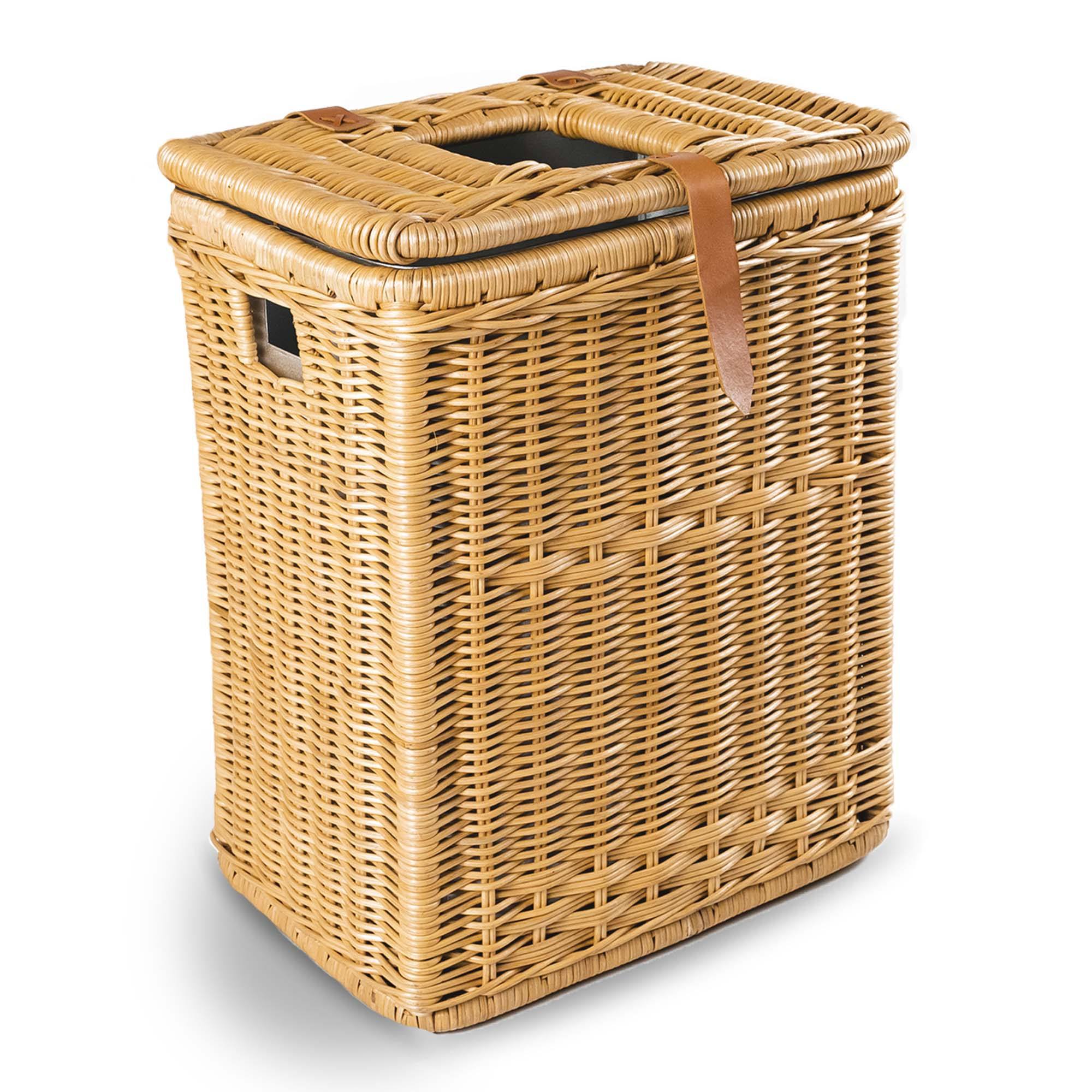 Drop-in Rectangular Wicker Trash Basket in Sandstone | The Basket Lady