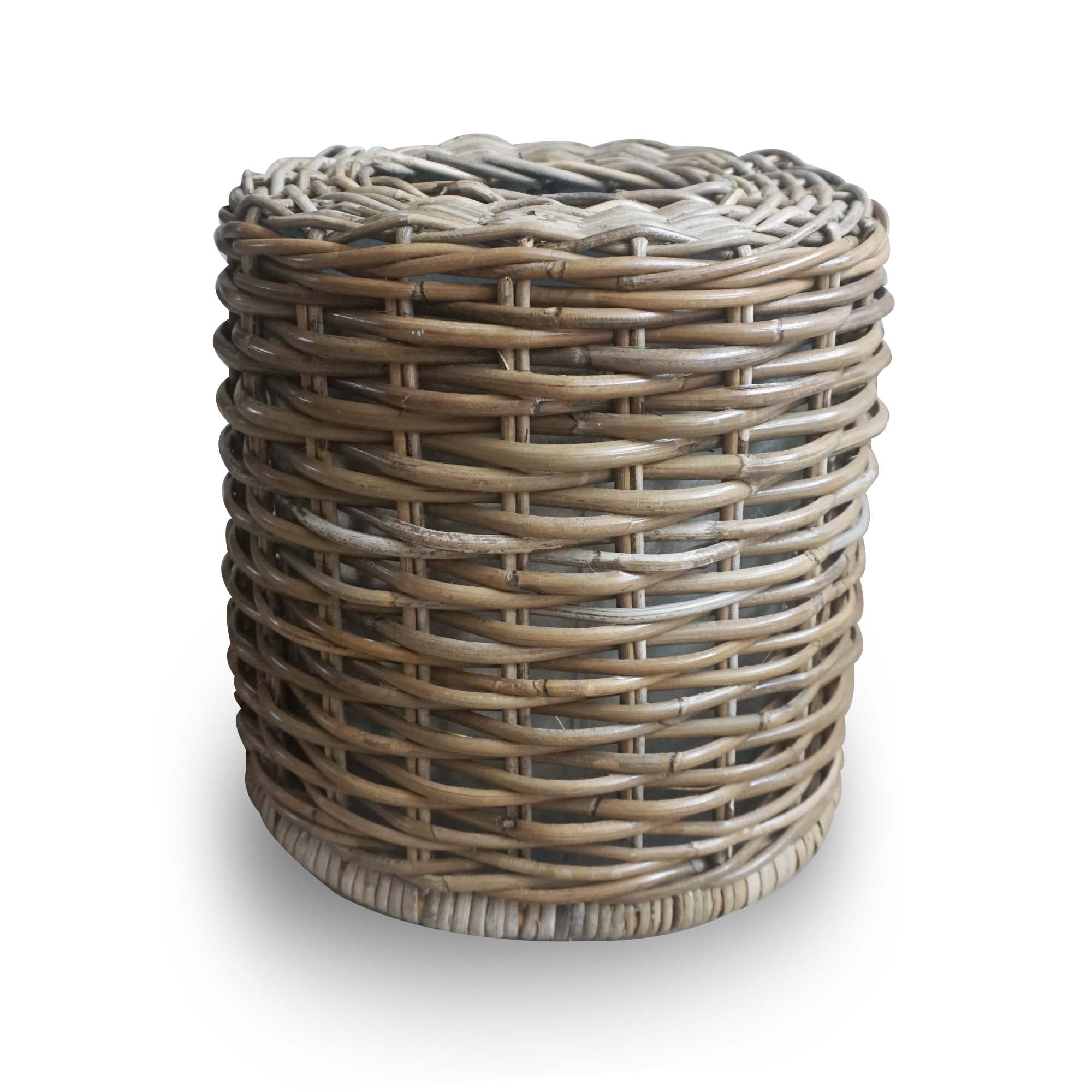 Drop-in Oval Kubu Wicker Waste Basket, front view | The Basket Lady
