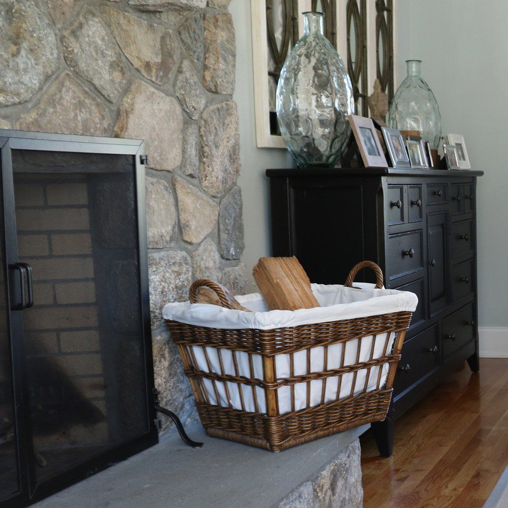 French Wicker Laundry Basket in Antique Walnut Brown | Log Basket | Living Room Storage | The Basket Lady