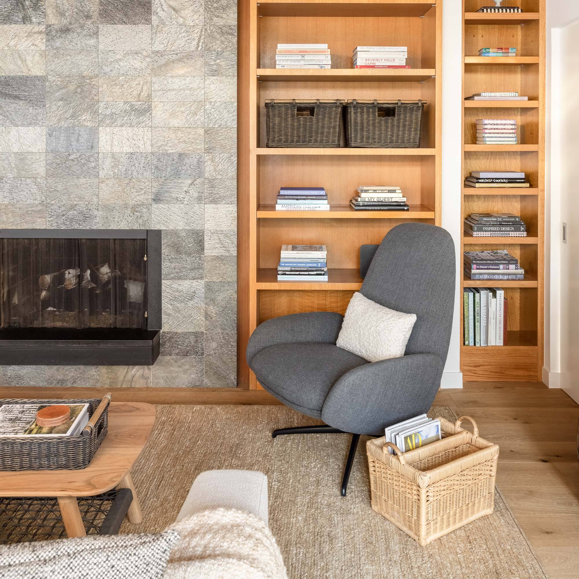 Rectangular Wicker Divided Magazine Basket in Sandstone in den | The Basket Lady
