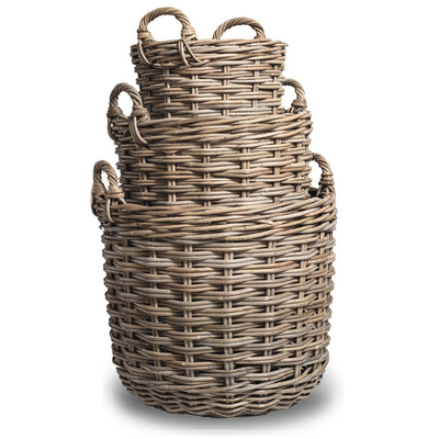 Kubu Round Storage Tote Basket, 3 sizes shown | The Basket Lady