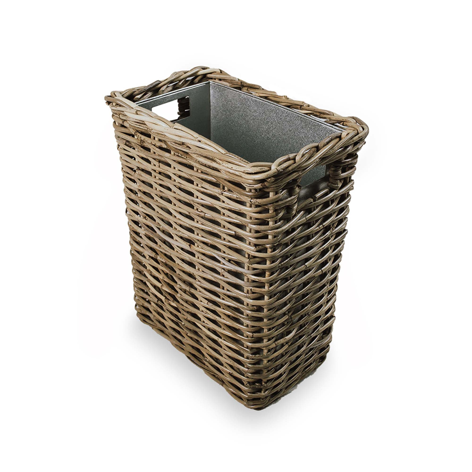 Rectangular Kubu Wicker Waste Basket with Metal Liner | The Basket Lady