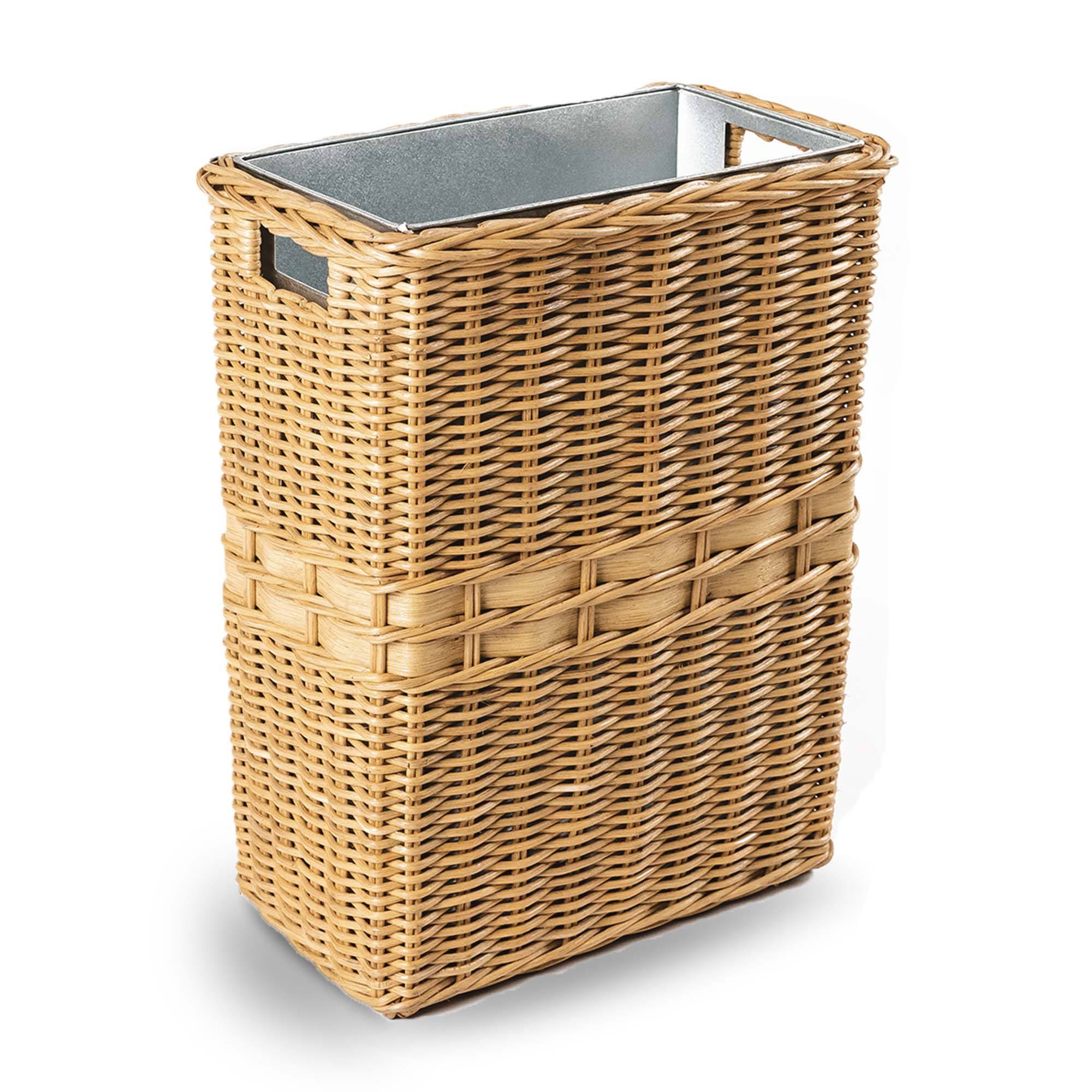 Large Wicker Waste Basket with Metal Liner - Sandstone