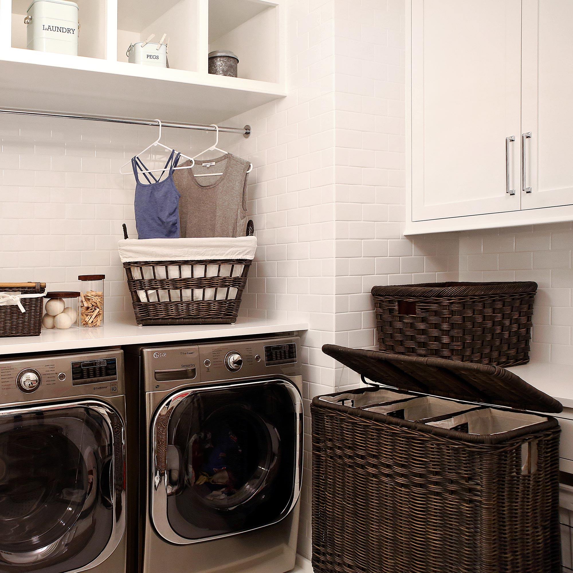 Laundry Basket Collection in Antique Walnut Brown