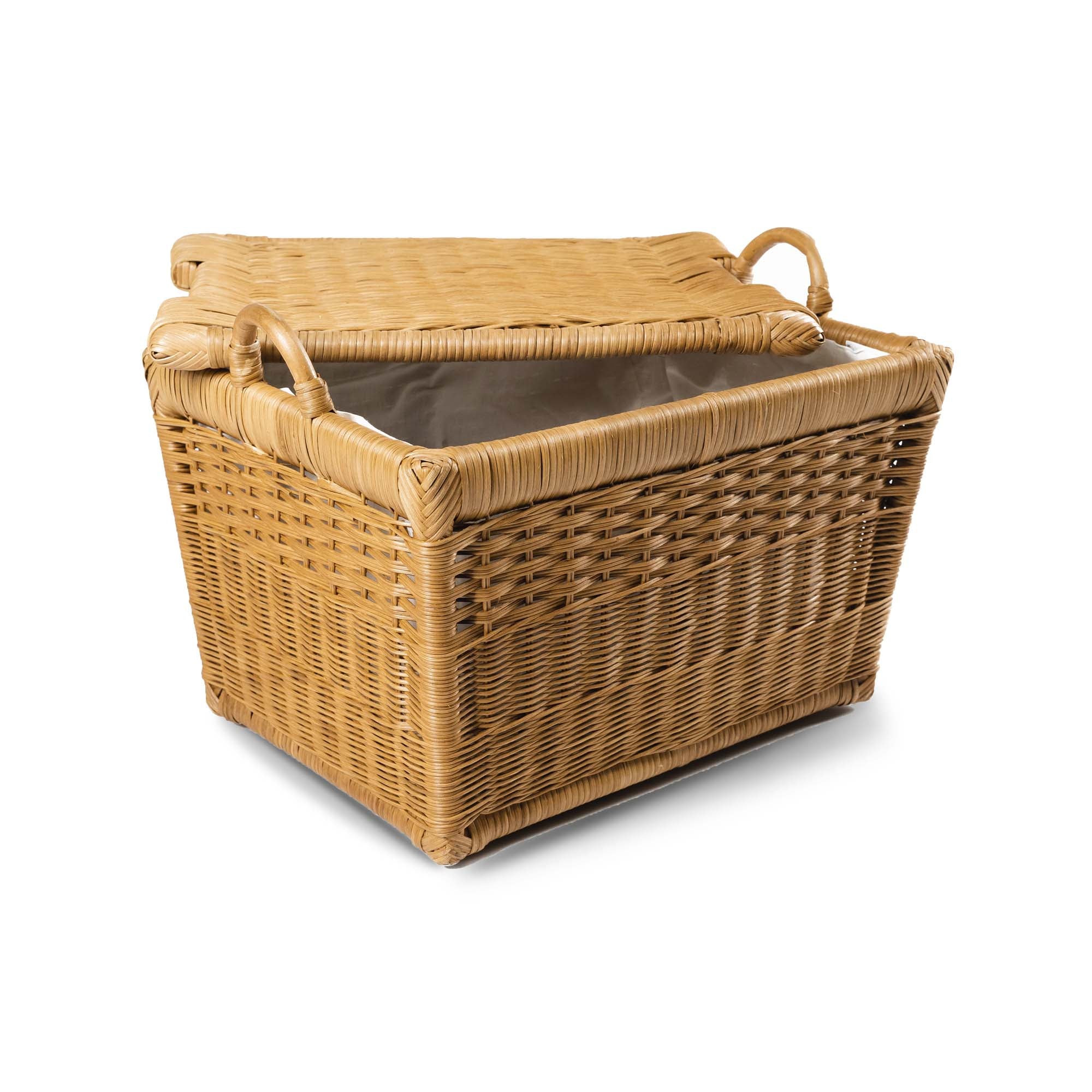 Lift-off Lid Wicker Storage Basket in Sandstone, lid removed | The Basket Lady