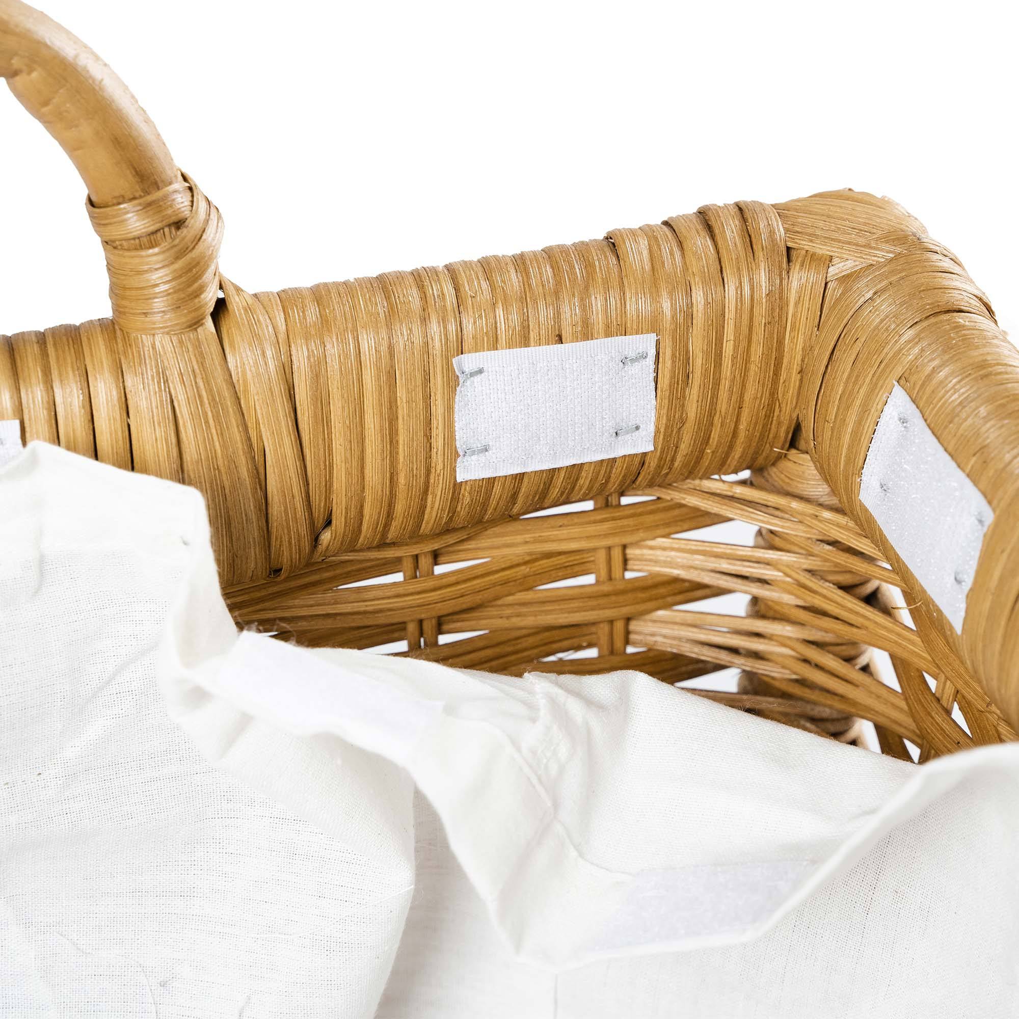 Lift-off Lid Wicker Storage Basket in Sandstone, removable liner detail | The Basket Lady