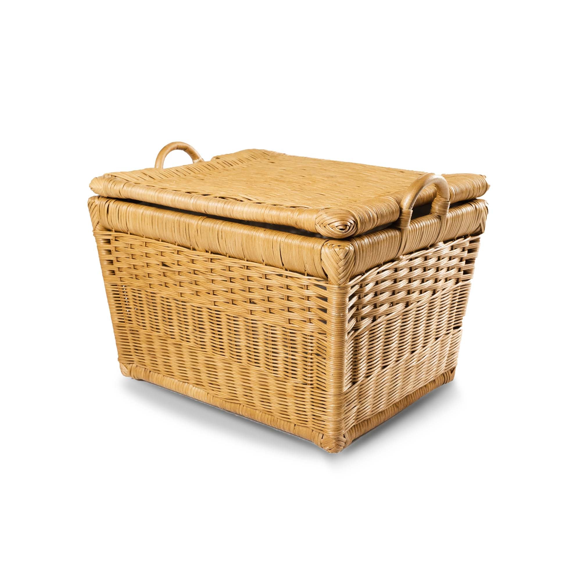 Lift-off Lid Wicker Storage Basket in Sandstone, size M | The Basket Lady