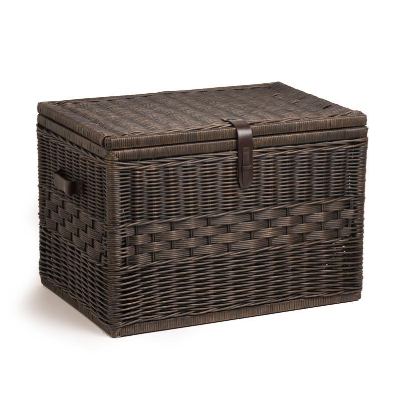 Water Hyacinth Baskets with Handle Open-Home-Storage-Bins, Walnut