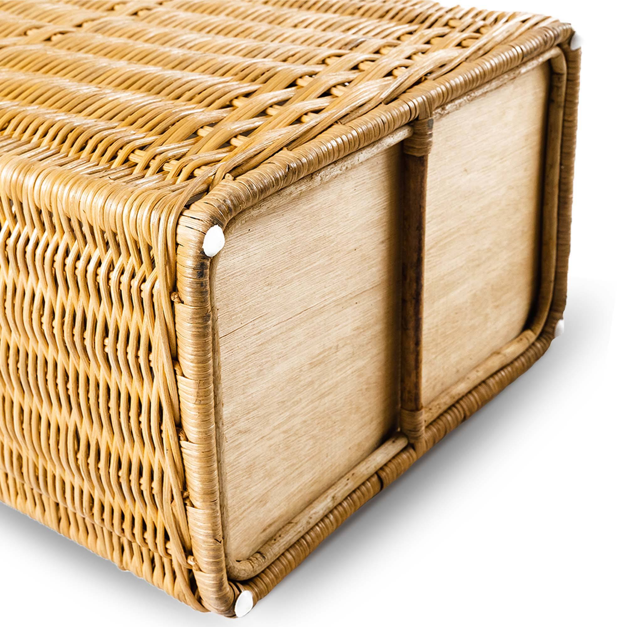 Narrow Rectangular Laundry Hamper in Sandstone, bottom detail | The Basket Lady