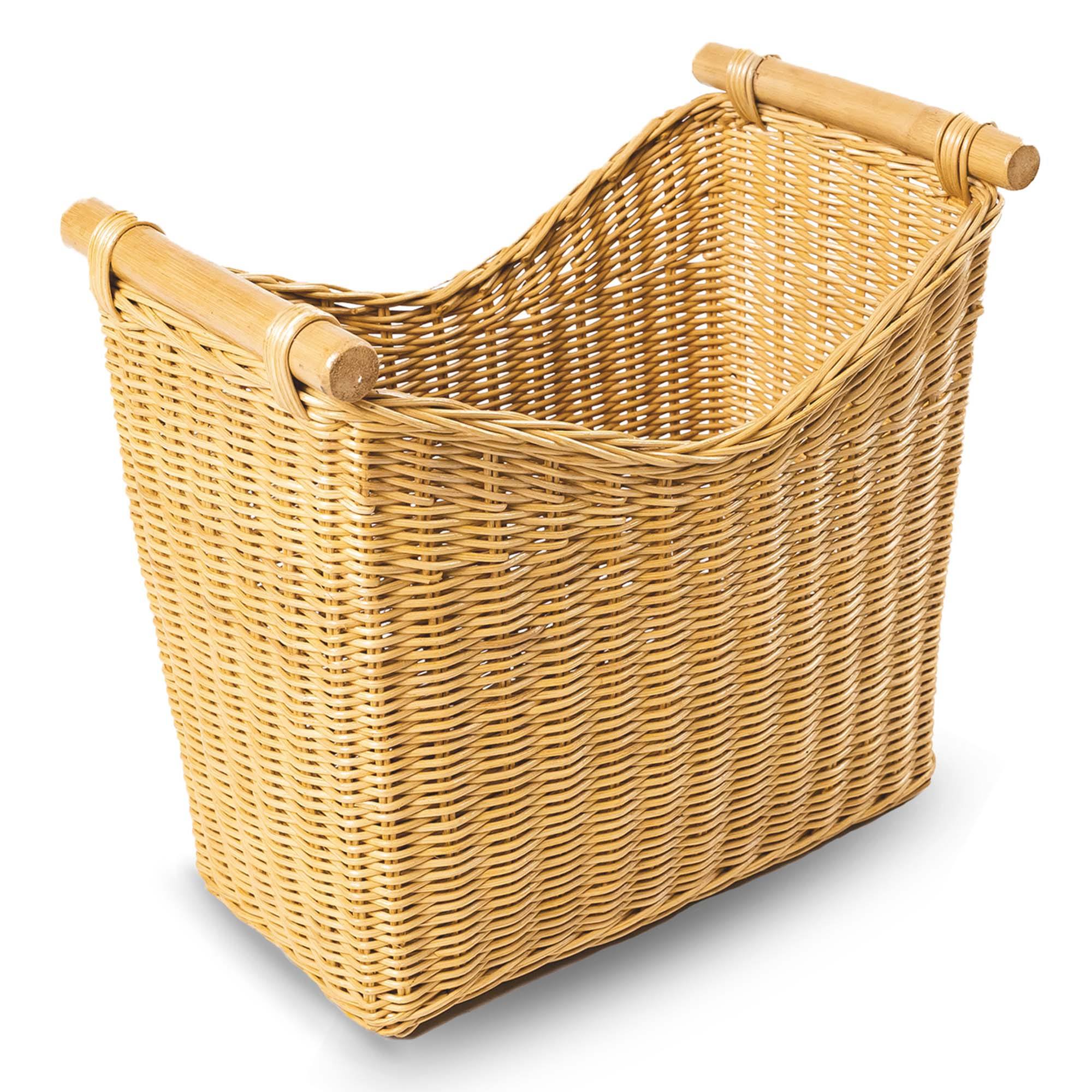 Narrow Wicker Magazine Basket in Sandstone | The Basket Lady