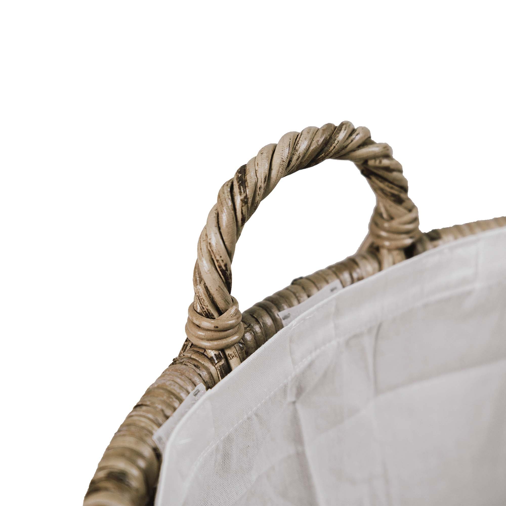Oval Kubu Wicker Laundry Basket, handle detail | The Basket Lady