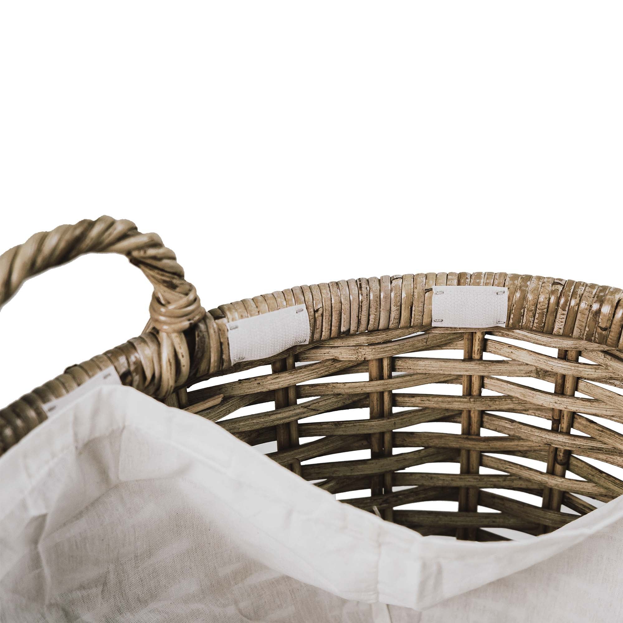 Oval Kubu Wicker Laundry Basket, removable fabric liner | The Basket Lady