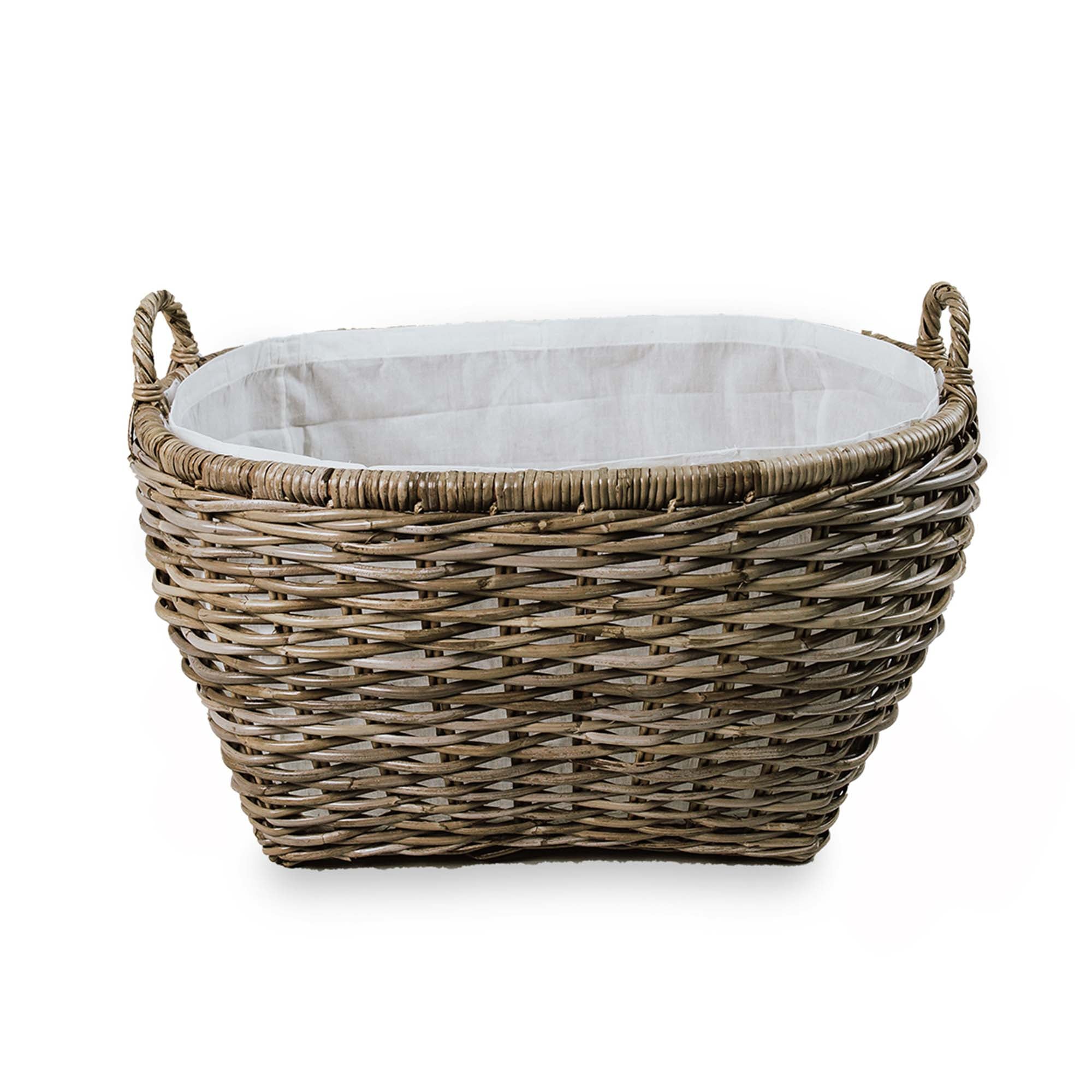 Oval Kubu Wicker Laundry Basket, front view | The Basket Lady