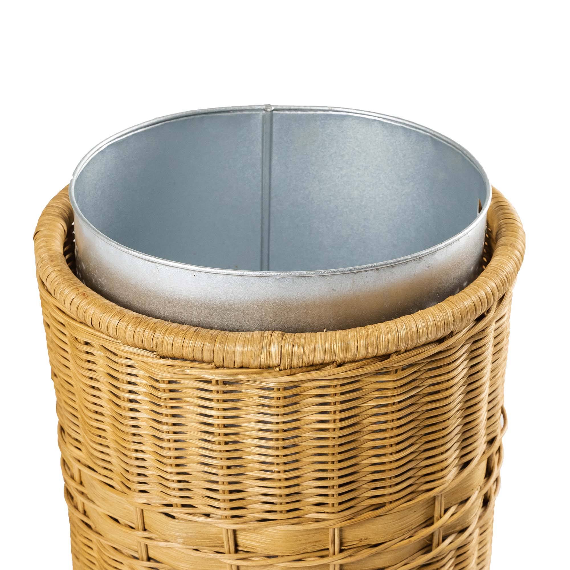 Oval Wicker Waste & Recycling Basket with metal liner in Toasted Oat, liner detail | The Basket Lady