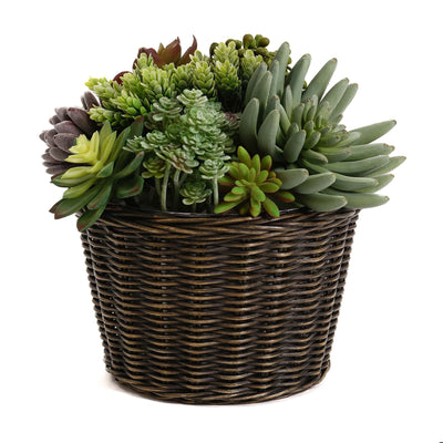 Small Round Wicker Planter Basket with Metal Liner The Basket Lady 