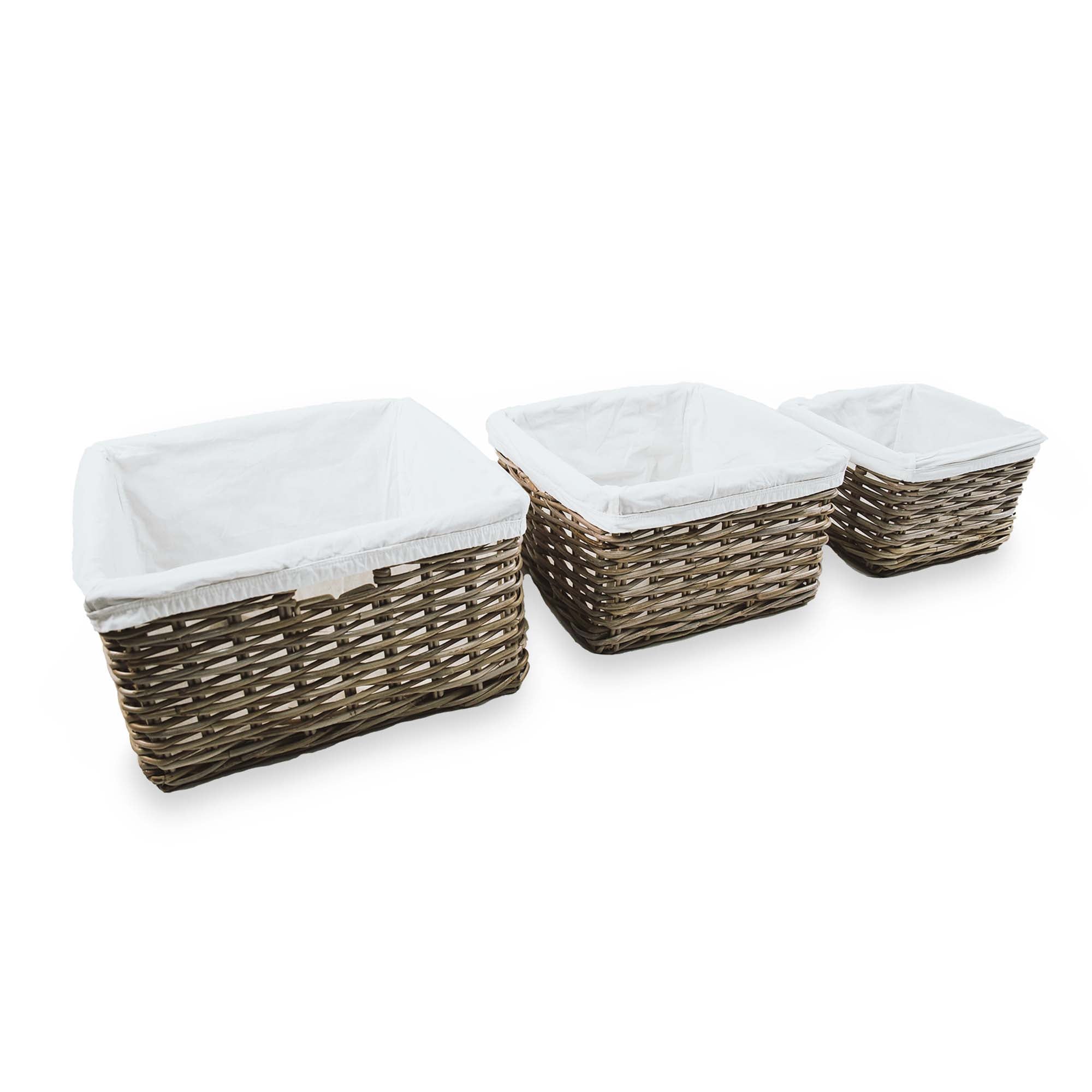 Square Deep Kubu Wicker Shelf Basket, 3 sizes shown | The Basket Lady