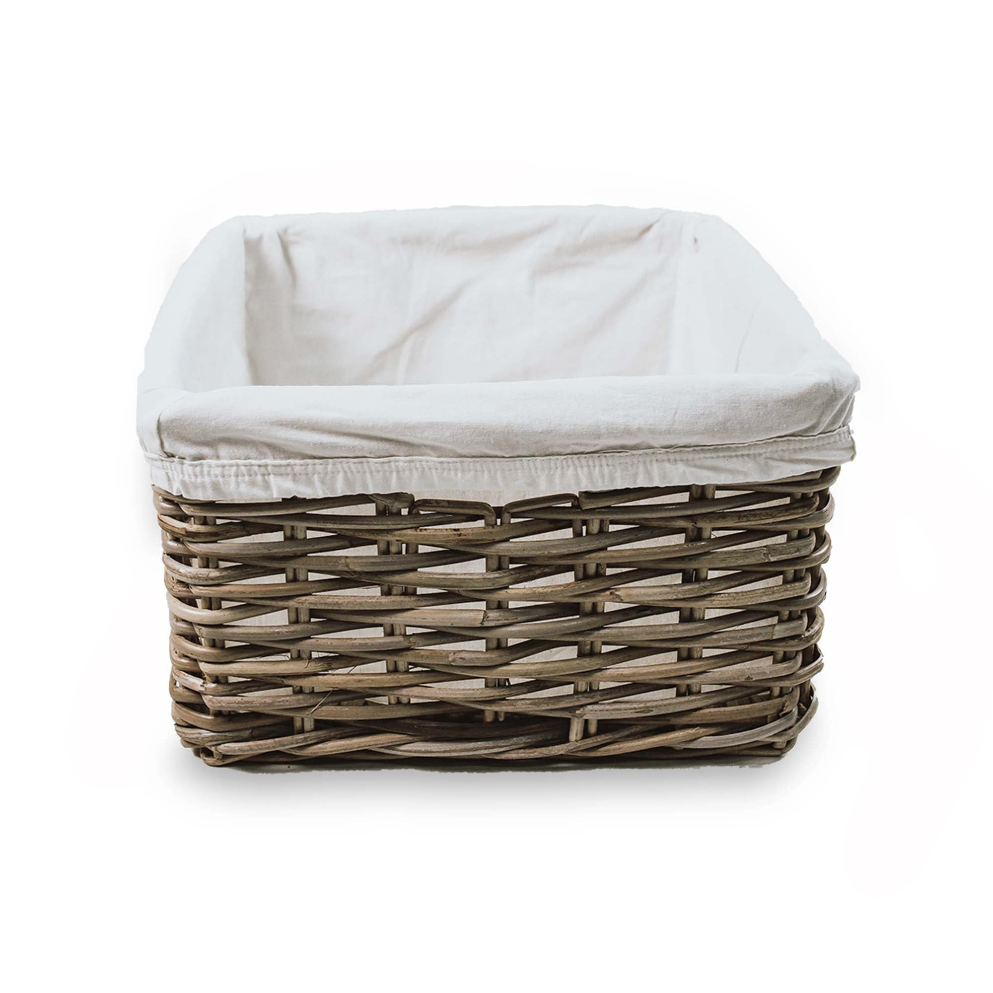 Square Deep Kubu Wicker Shelf Basket, front view | The Basket Lady