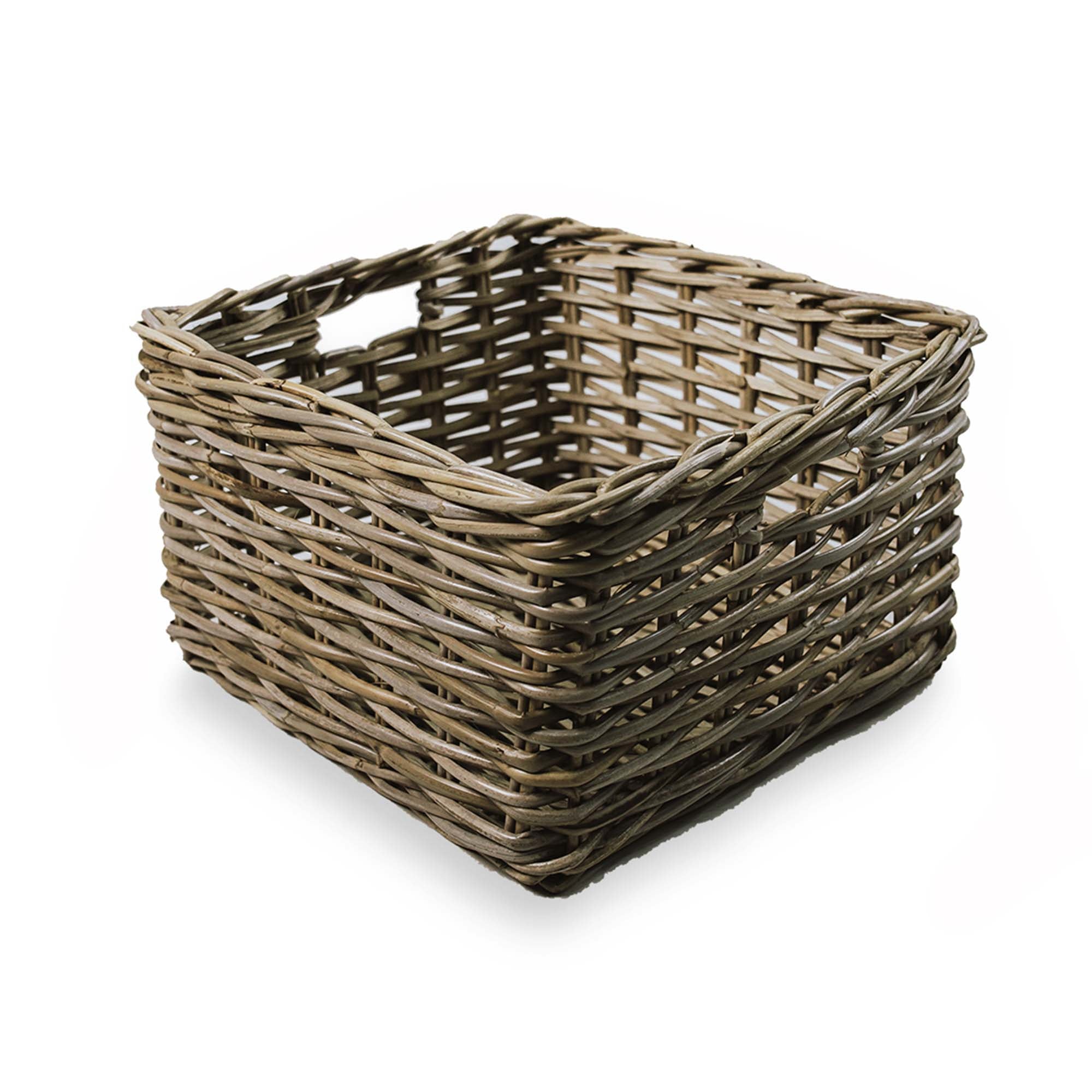 Square Deep Kubu Wicker Shelf Basket, shown with liner removed | The Basket Lady
