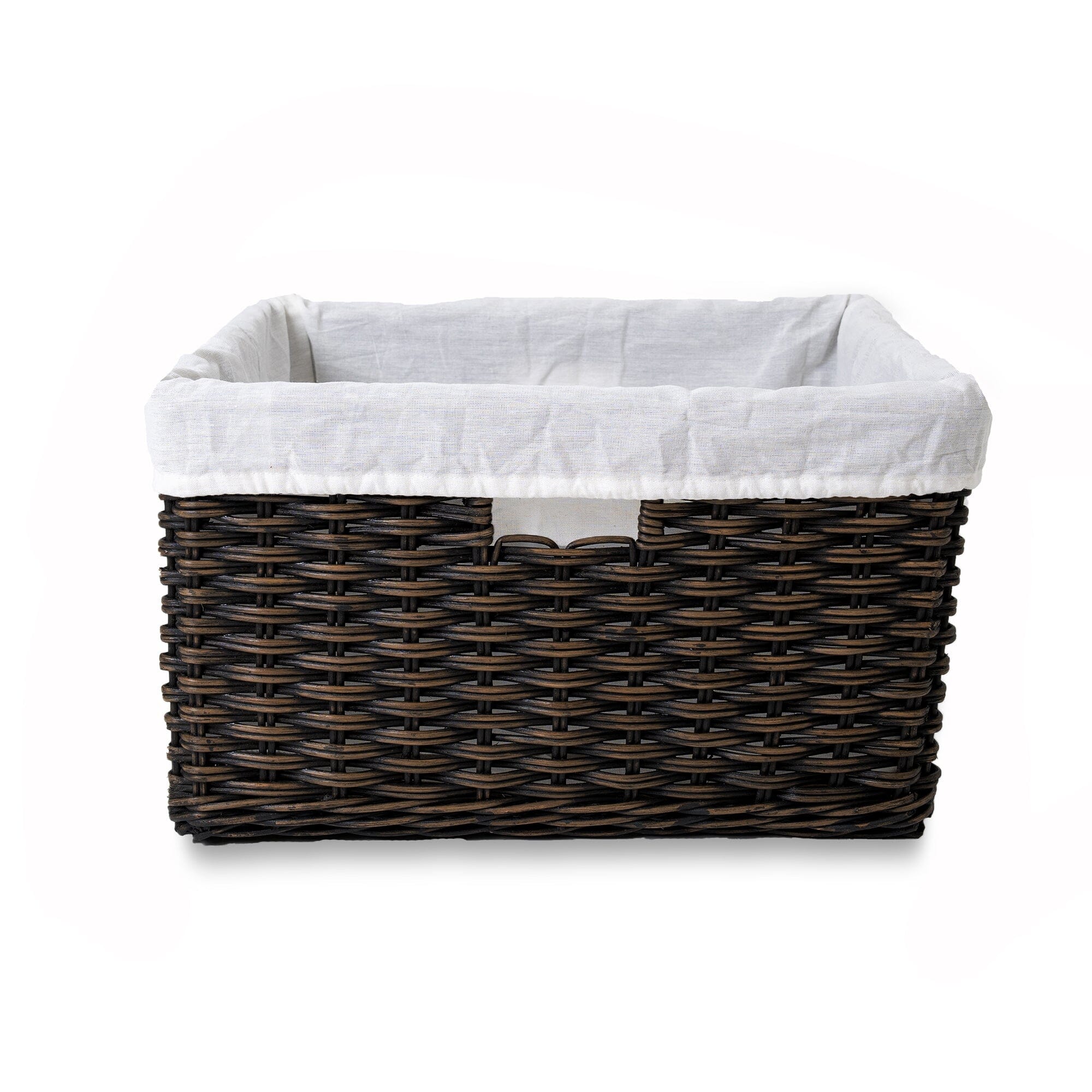 Fabric Basket Liner for Square Deep Wicker Storage Basket Large, front view | The Basket Lady