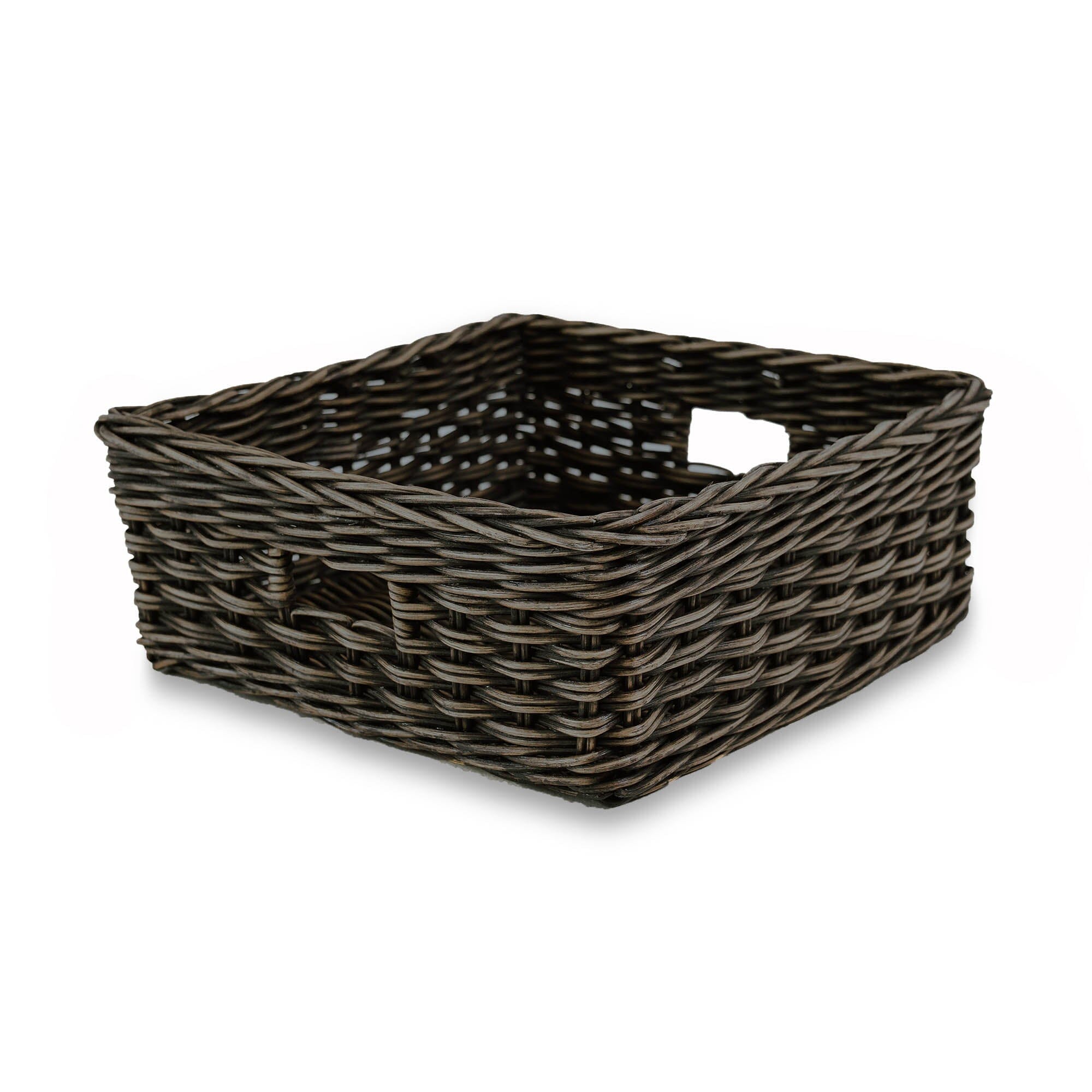 Square Low Wicker Storage Basket Antique Walnut Brown Large | The Basket Lady